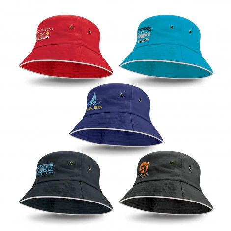 Bondi Bucket Hat - White Sandwich Trim - Pack of 25 (115740)