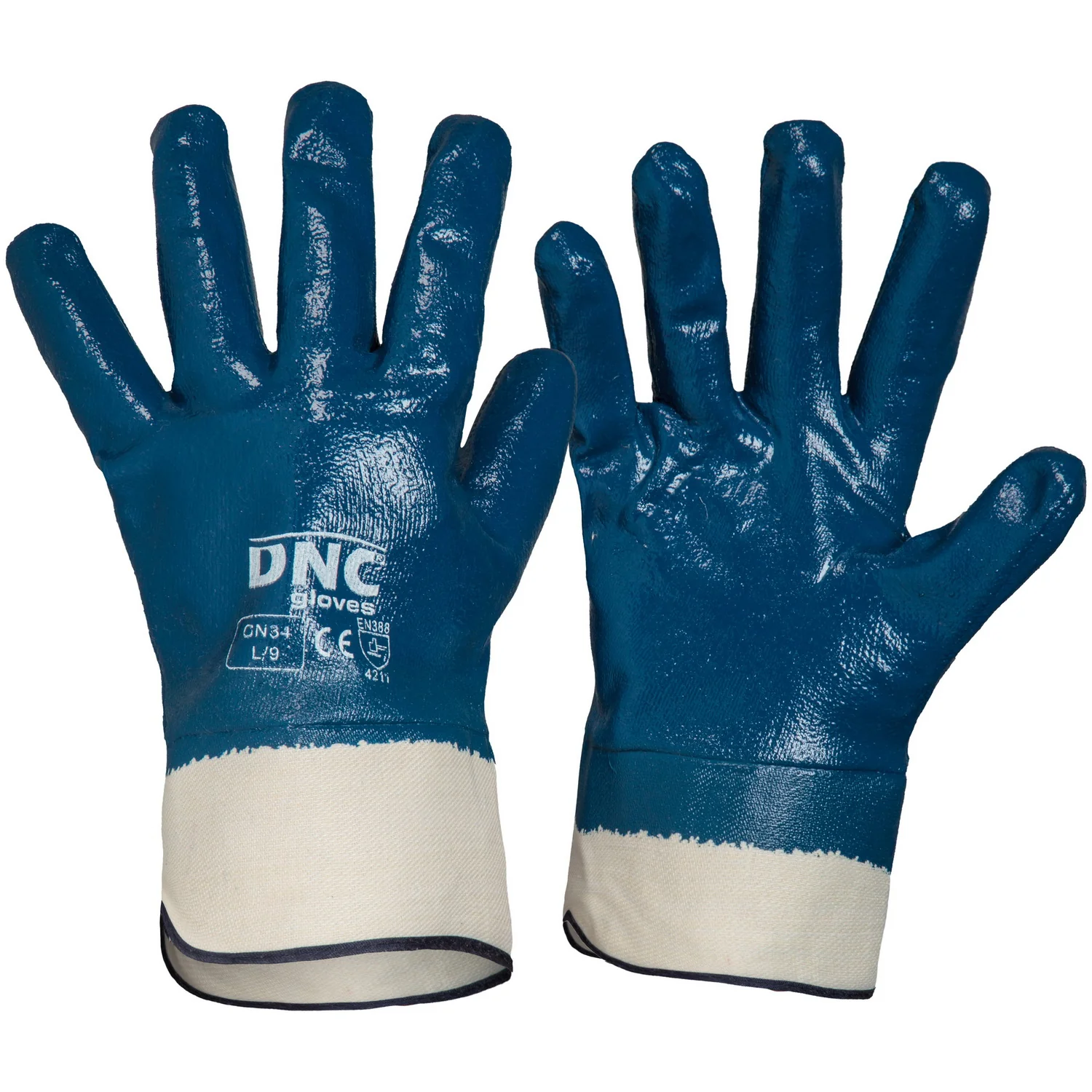 DNC Blue Nitrile Full Dip with Canvas Cuff - (Pack of 12 Pairs) (GN34)
