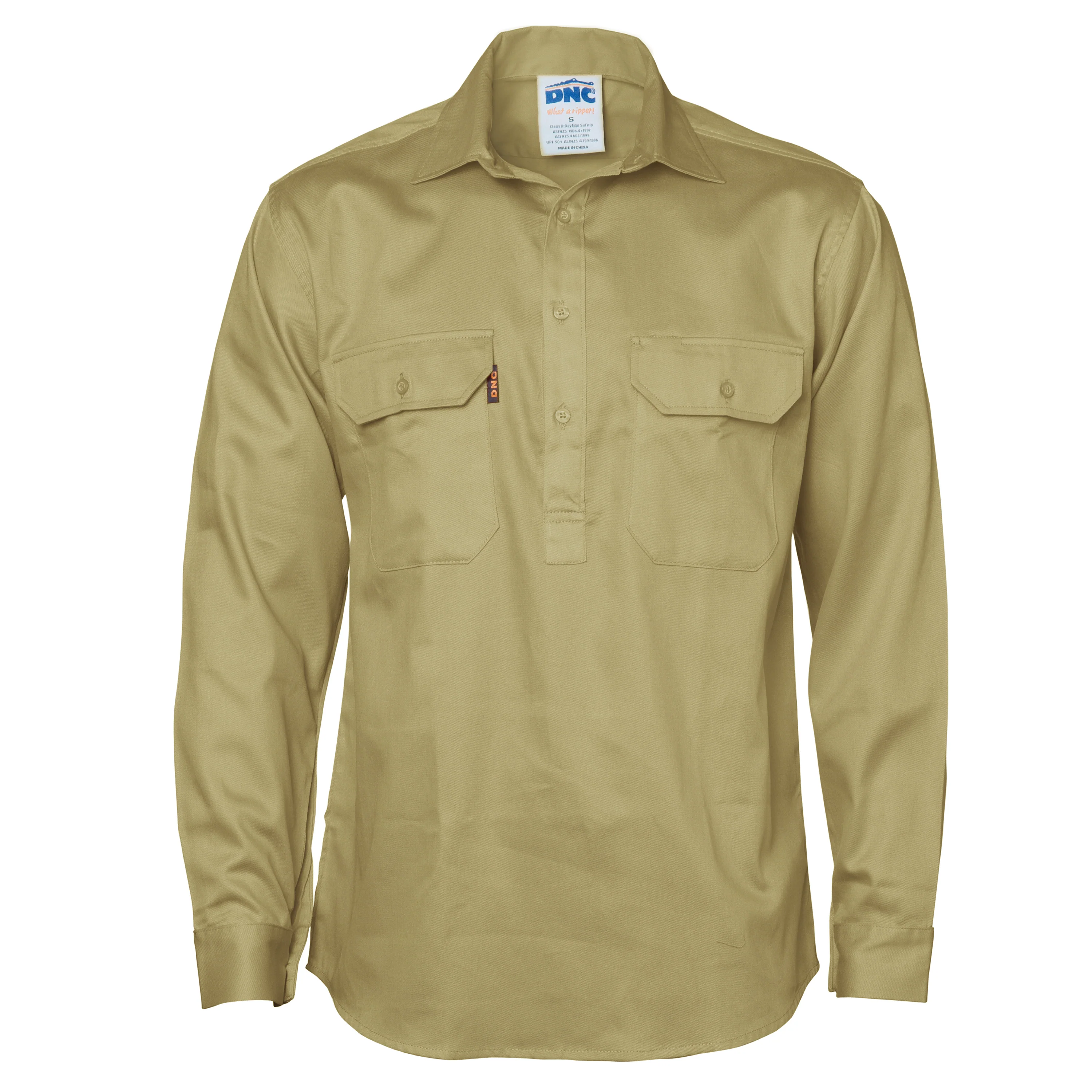 DNC Close Front Cotton Drill Shirt Long Sleeve (3204) - Image 3