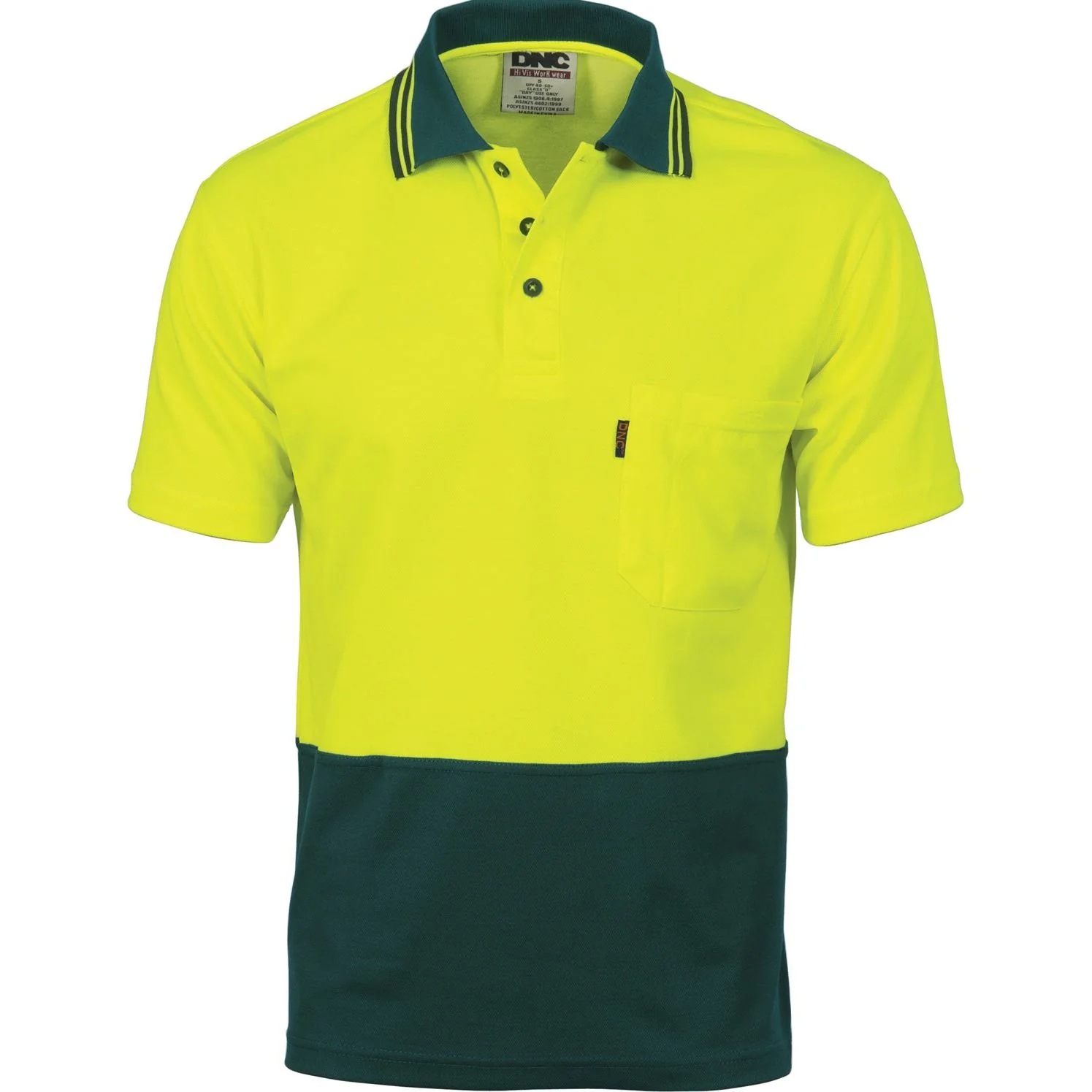 DNC Cotton Back Hi Vis Two Tone Fluoro Polo - Short Sleeve (3814)