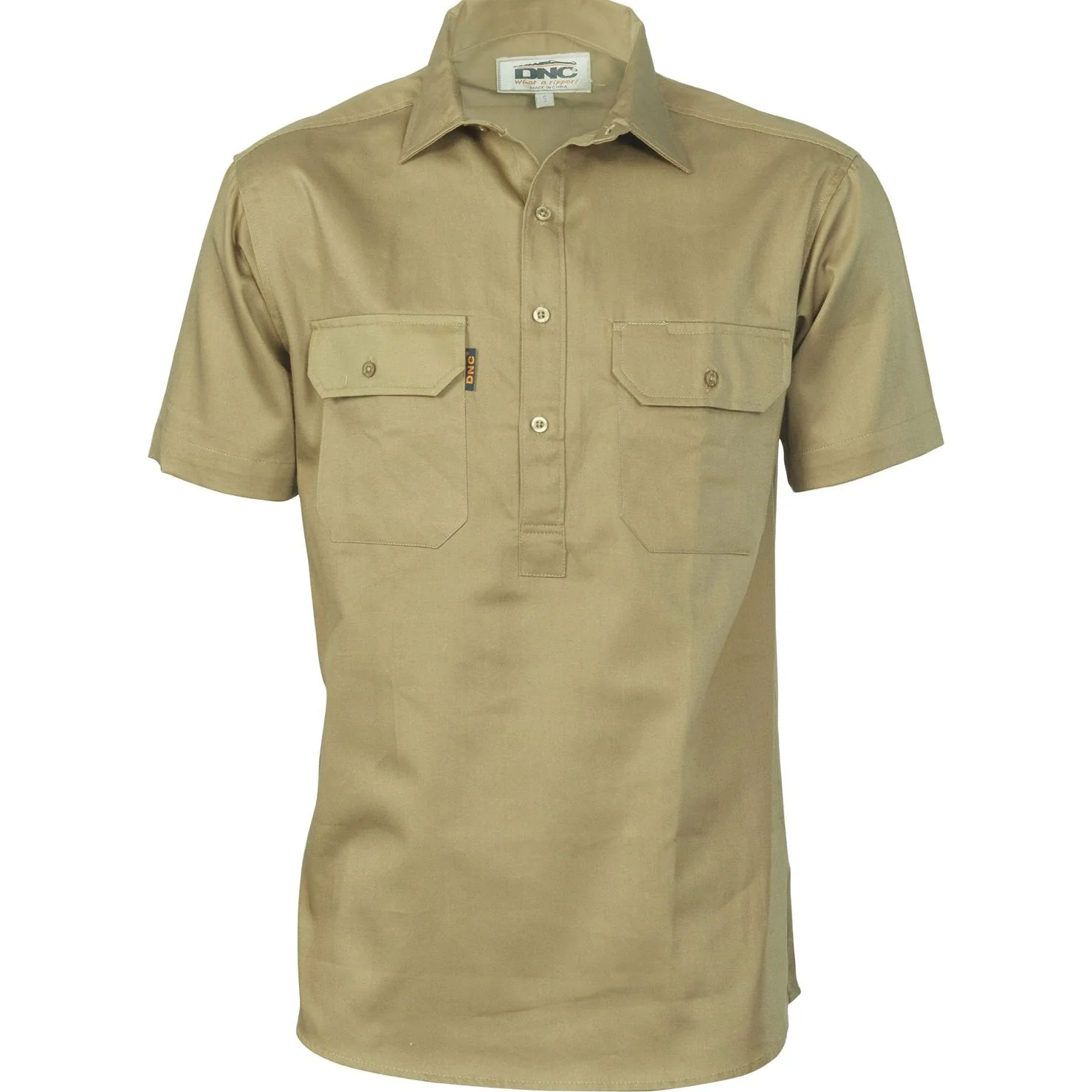 DNC Cotton Drill Close Front Work Shirt - Short Sleeve (3203)