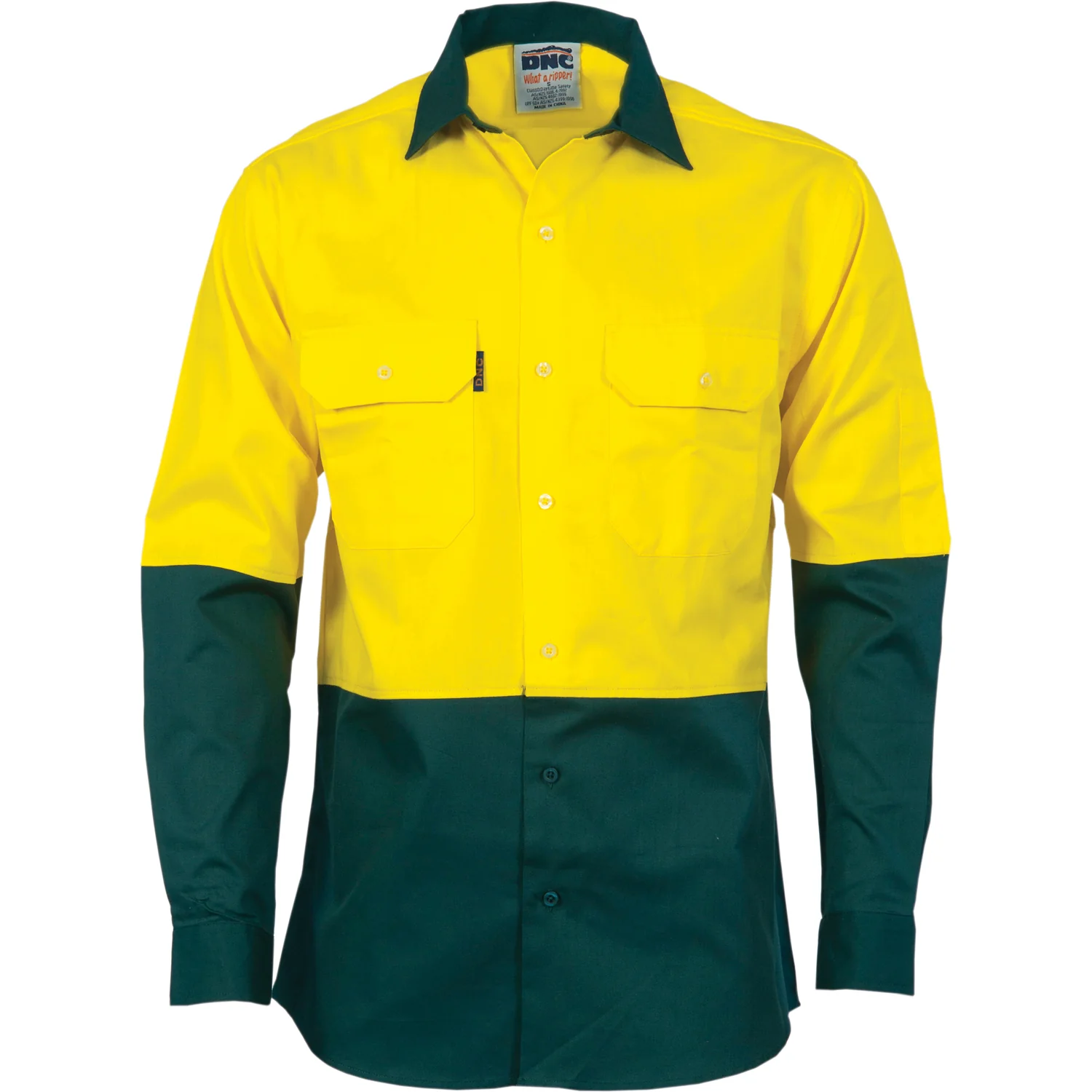 DNC Hi Vis 2 Tone Cool-Breeze Cotton Shirt - Long Sleeve (3840) - Image 2