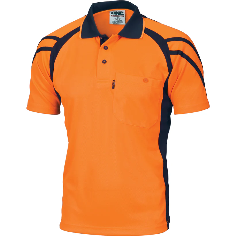 DNC Hi Vis Cool Breathe Stripe Panel Polo Shirt Short Sleeve (3979) - Image 2