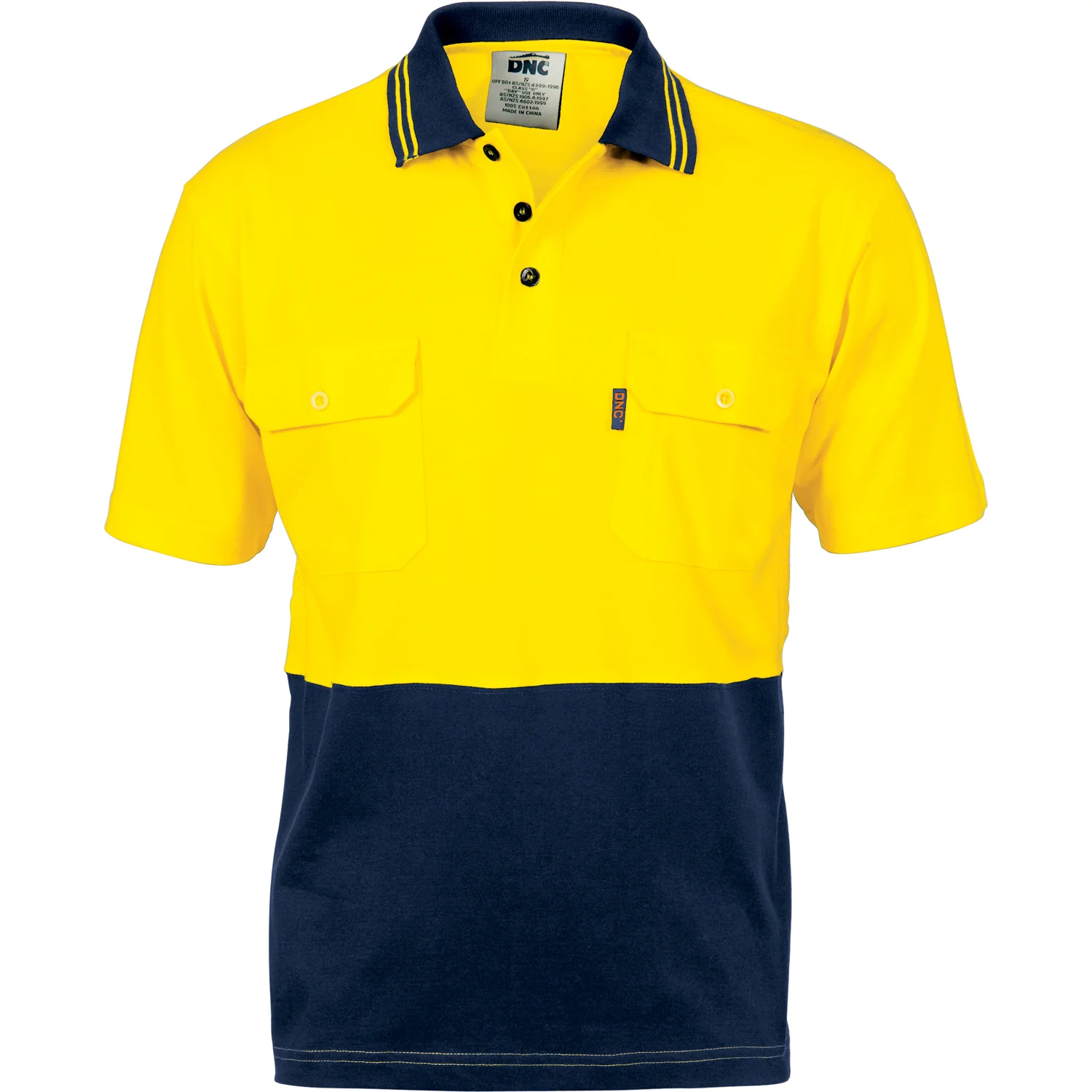 DNC Hi Vis Cool-Breeze 2 Tone Cotton Jersey Polo Shirt with Twin Chest Pocket - Short Sleeve (3943)