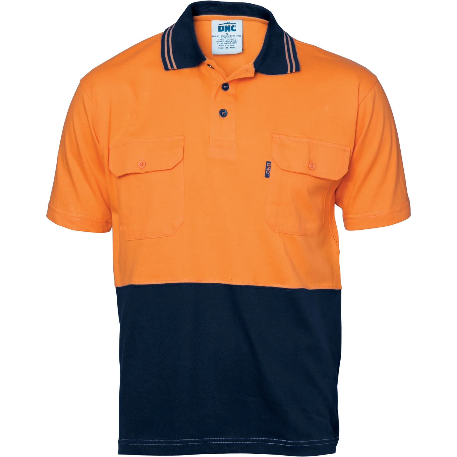 DNC Hi Vis Cool-Breeze 2 Tone Cotton Jersey Polo Shirt with Twin Chest Pocket - Short Sleeve (3943) - Image 2