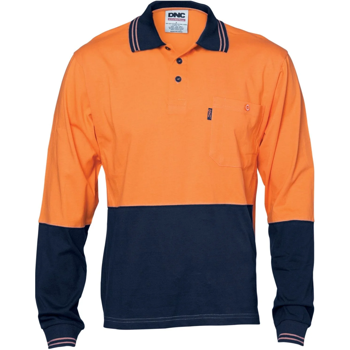 DNC Hi Vis Cool-Breeze Cotton Jersey Polo Shirt with Under Arm Cotton Mesh - Long Sleeve (3846)