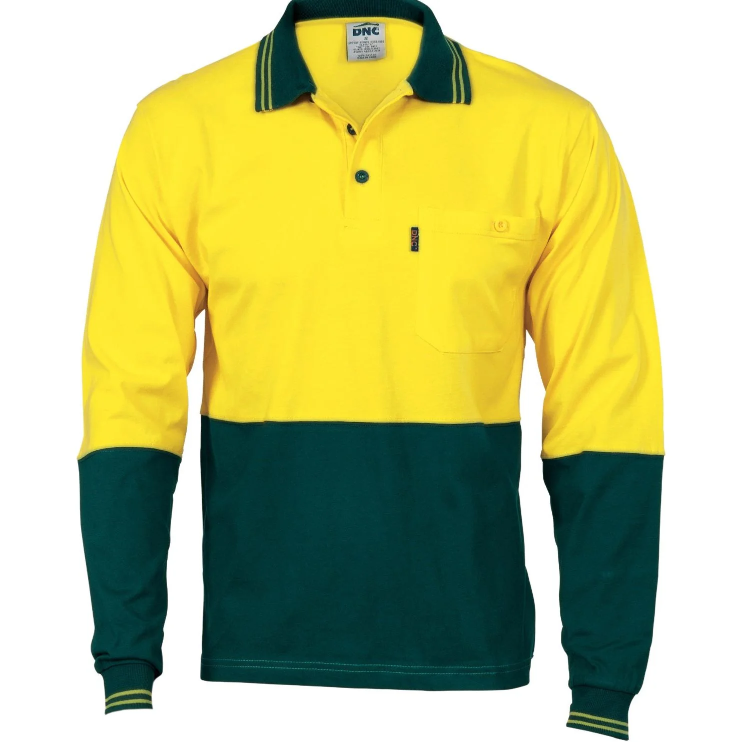 DNC Hi Vis Cool-Breeze Cotton Jersey Polo Shirt with Under Arm Cotton Mesh - Long Sleeve (3846) - Image 2
