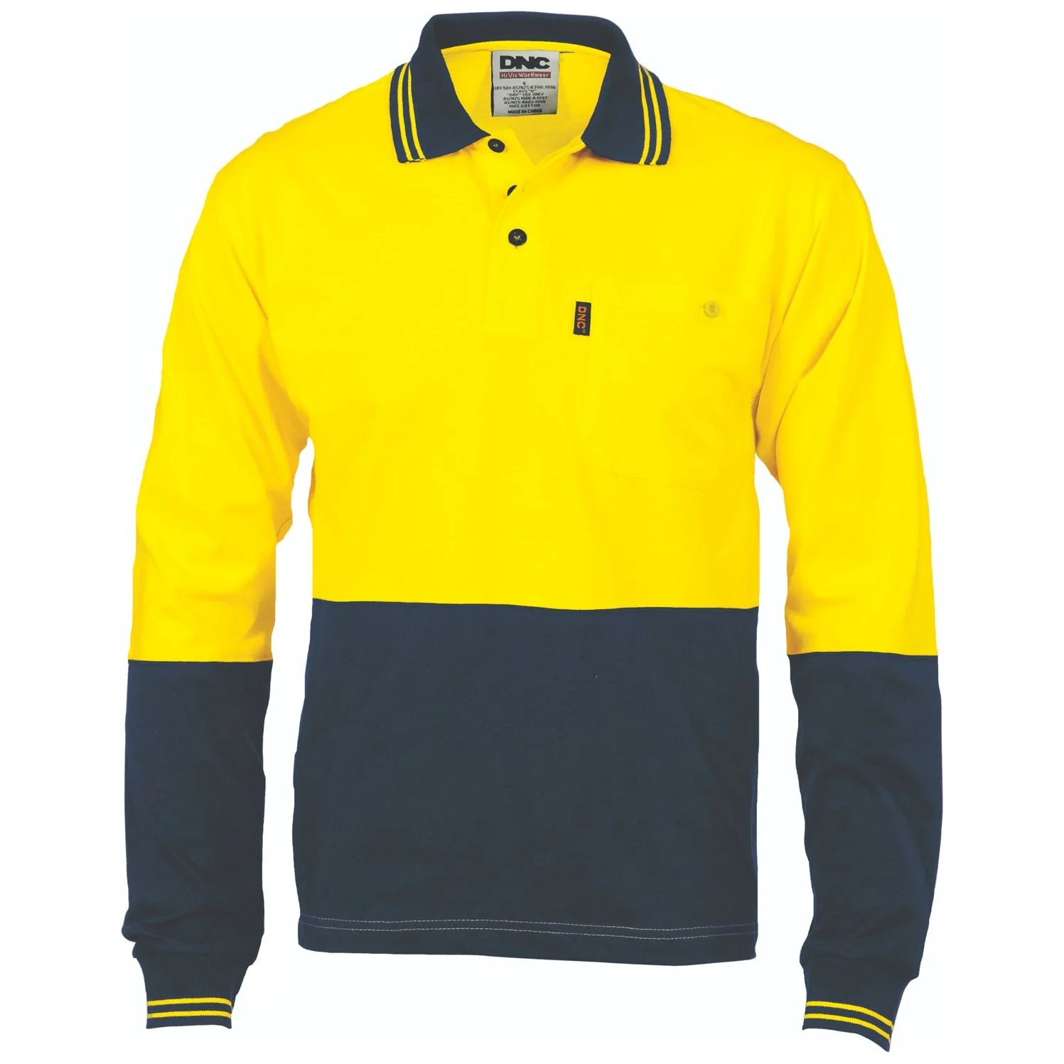 DNC Hi Vis Cool-Breeze Cotton Jersey Polo Shirt with Under Arm Cotton Mesh - Long Sleeve (3846) - Image 3