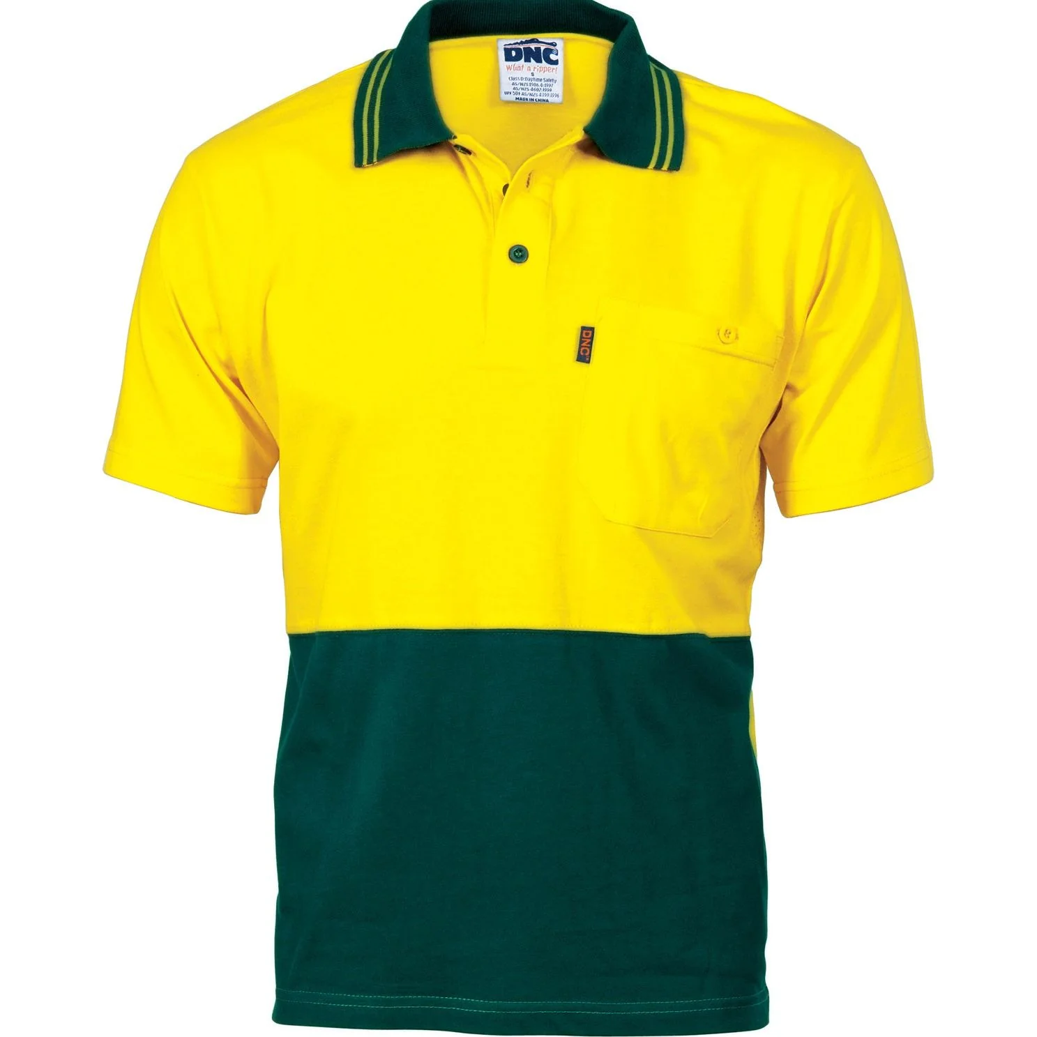 DNC Hi Vis Cool-Breeze Cotton Jersey Polo Shirt with Under Arm Cotton Mesh - Short Sleeve (3845)