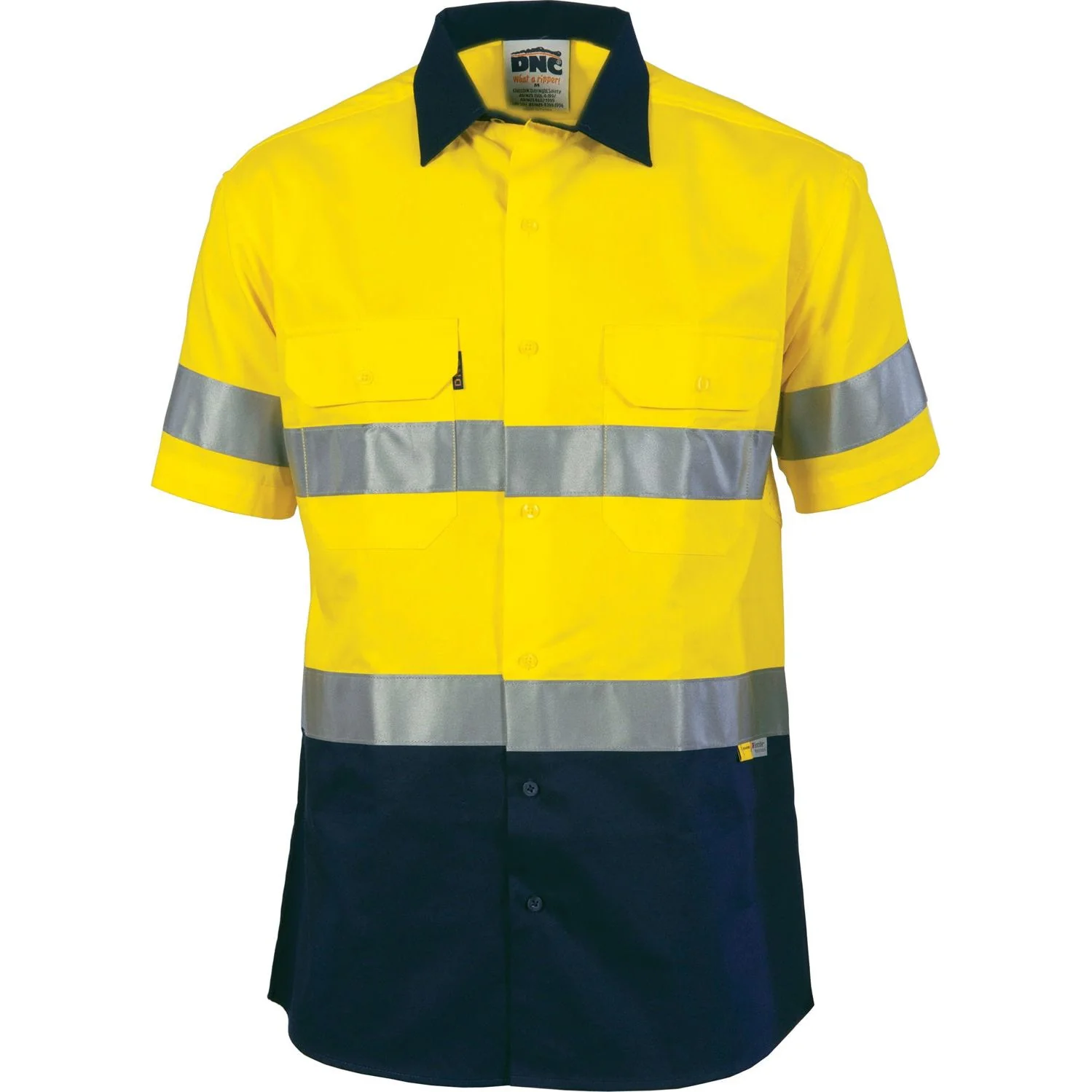 DNC Hi Vis Cool-Breeze Cotton Shirt with 3M 8910 R/Tape - Short Sleeve (3887)