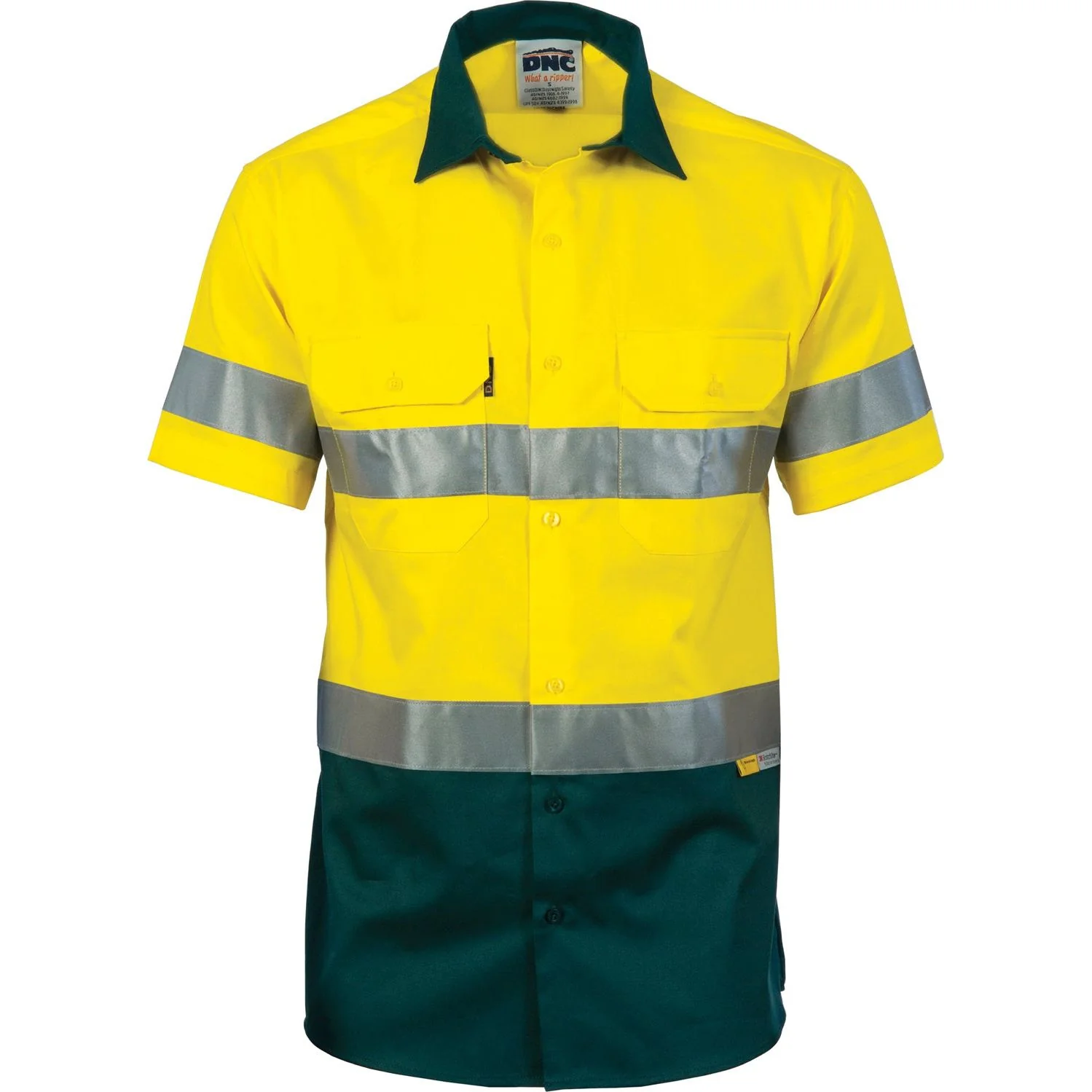 DNC Hi Vis Cool-Breeze Cotton Shirt with 3M 8910 R/Tape - Short Sleeve (3887) - Image 2