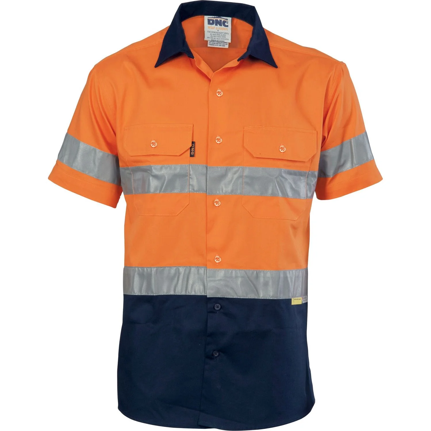 DNC Hi Vis Cool-Breeze Cotton Shirt with 3M 8910 R/Tape - Short Sleeve (3887) - Image 3