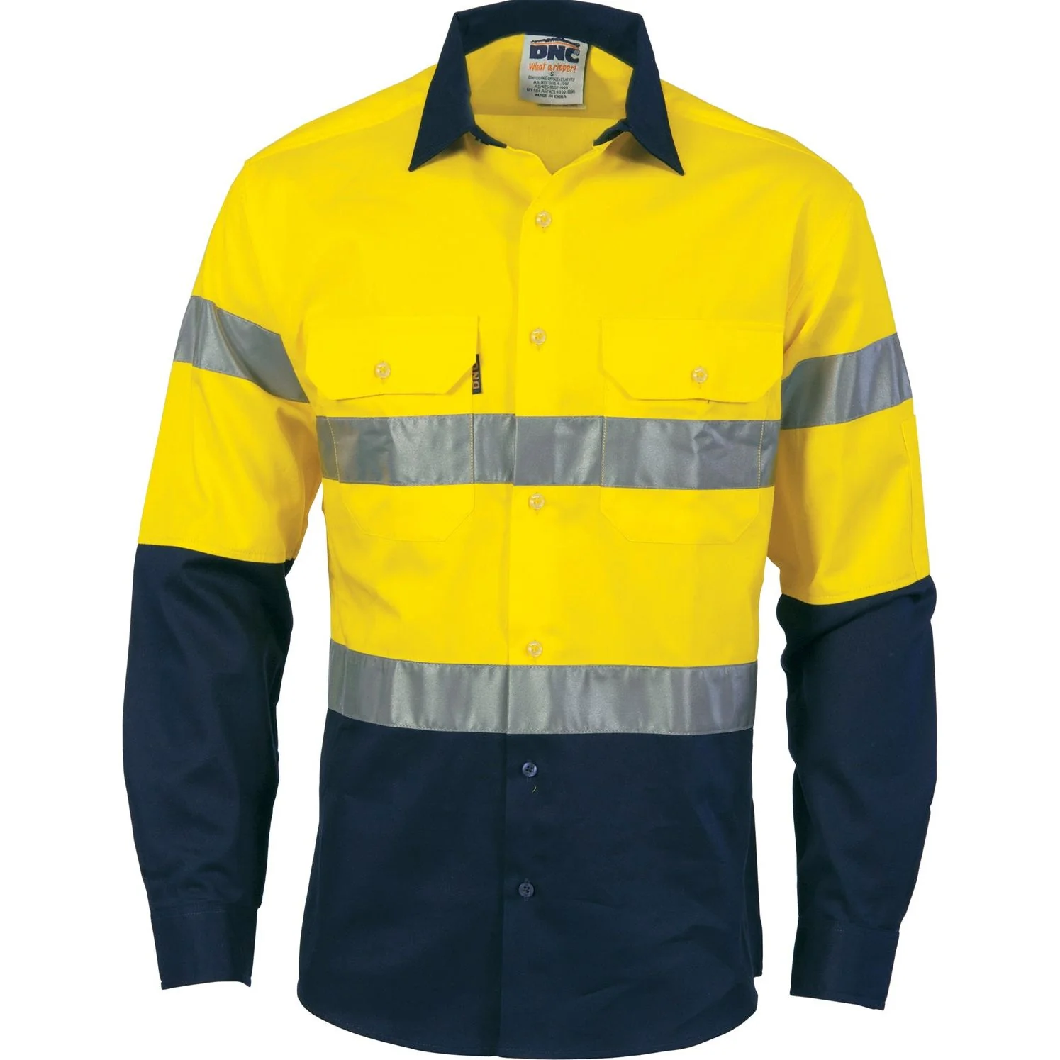 DNC Hi Vis Cool-Breeze Cotton Shirt with Generic R/Tape - Long Sleeve (3966)