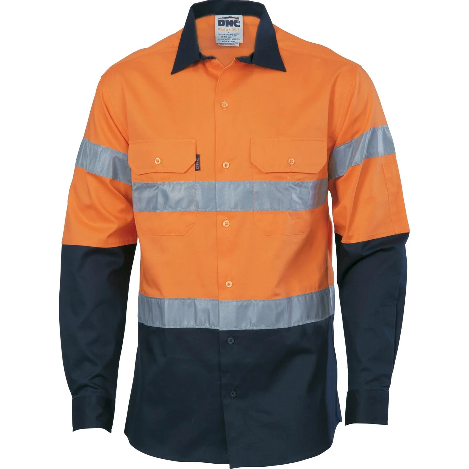 DNC Hi Vis Cool-Breeze Cotton Shirt with Generic R/Tape - Long Sleeve (3966) - Image 2