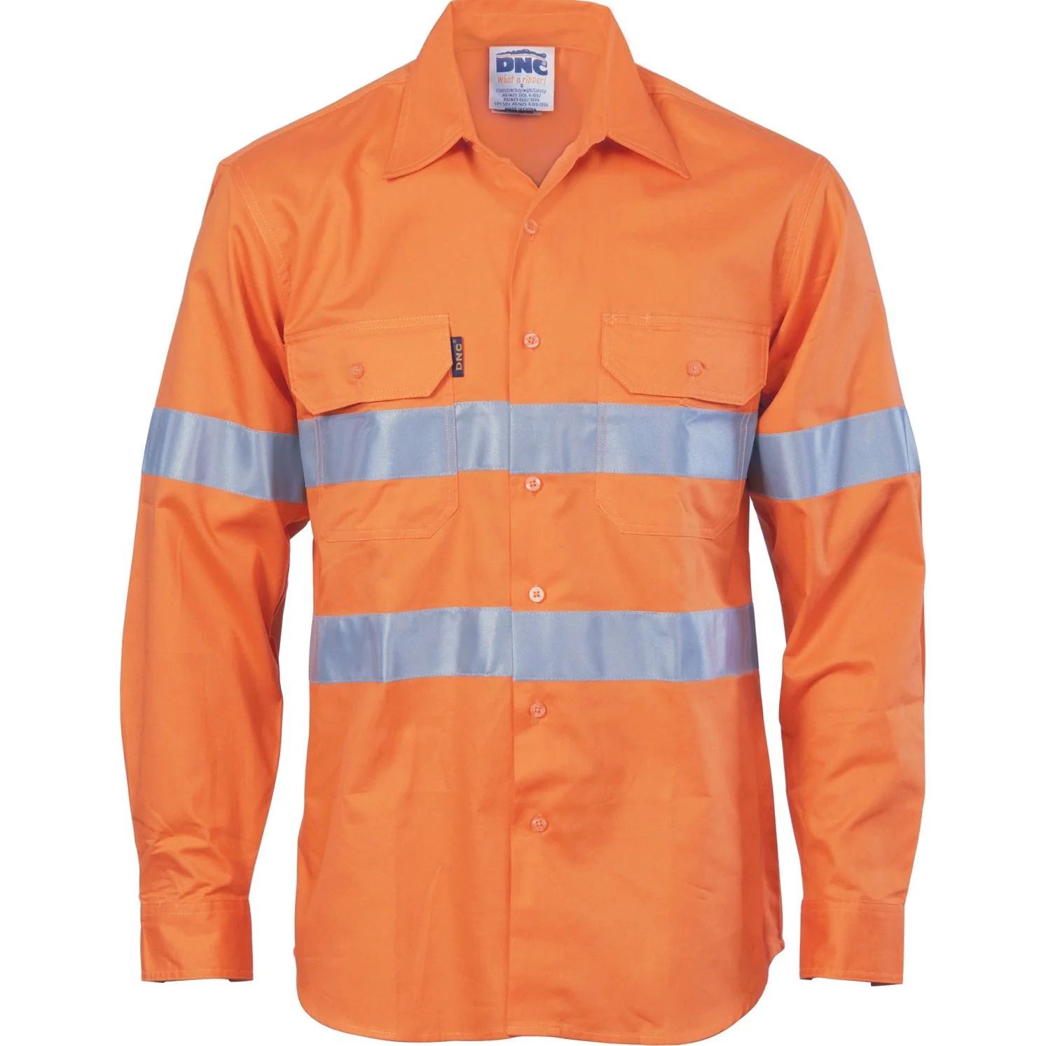 DNC Hi Vis Cool-Breeze Vertical Vented Cotton Shirt with Generic R/Tape - Long Sleeve (3985)