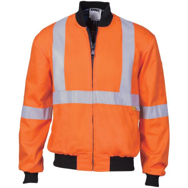 DNC Hi Vis Cotton Bomber Jacket with ‘X’ Back 3M Reflective Tape (3759)
