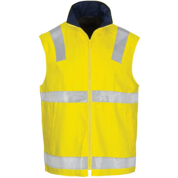 DNC Hi Vis Cotton Drill Reversible Vest with Generic Reflective Tape (3765)
