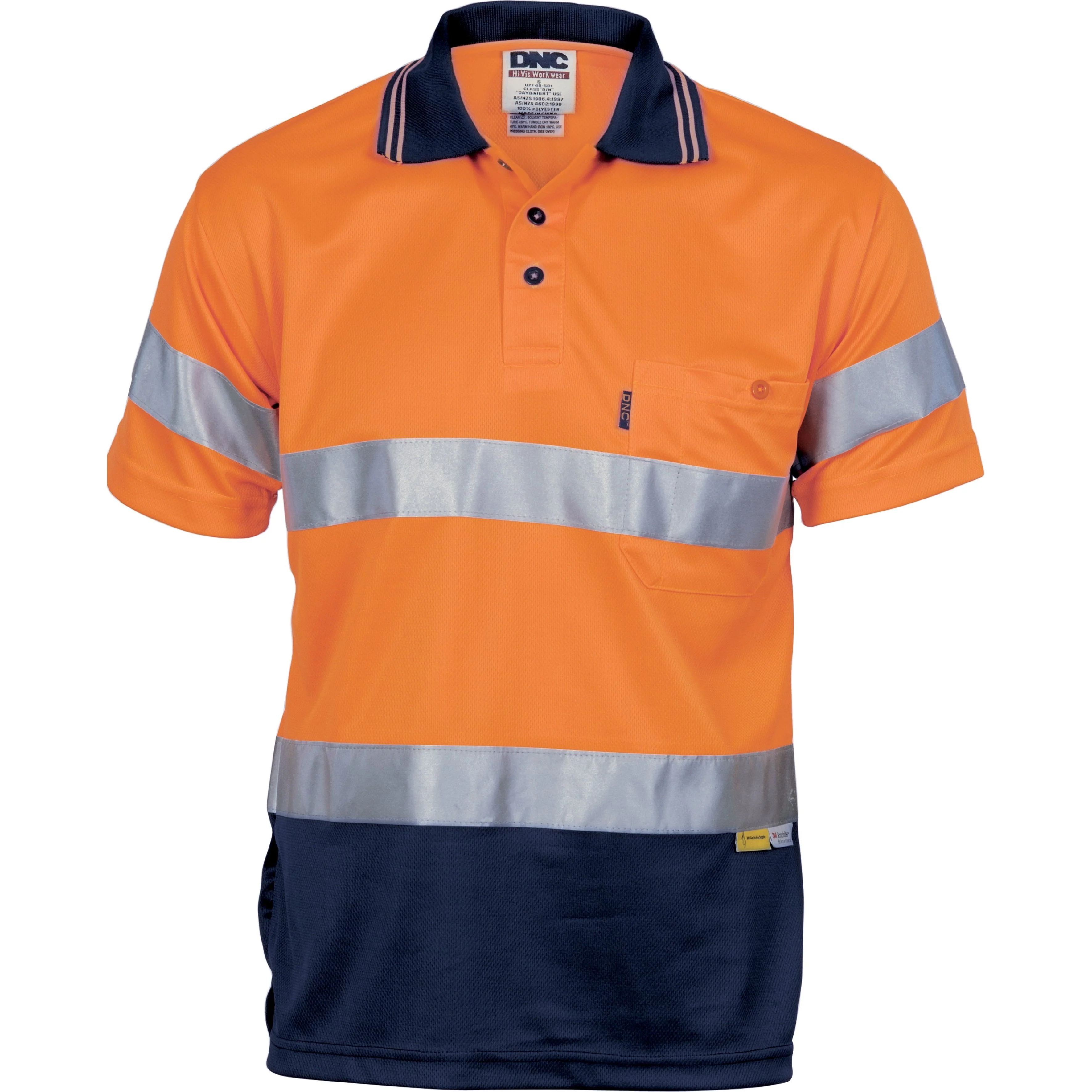 DNC Hi Vis D/N Cool Breathe Polo Shirt With 3M 8906 R/Tape - Short Sleeve (3911) - Image 2