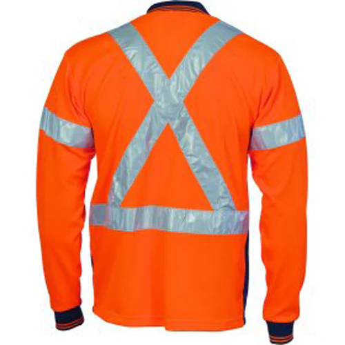 DNC Hi Vis D/N Cool-Breathe Polo Shirt With Cross Back R/Tape Long Sleeve (3914) - Image 3