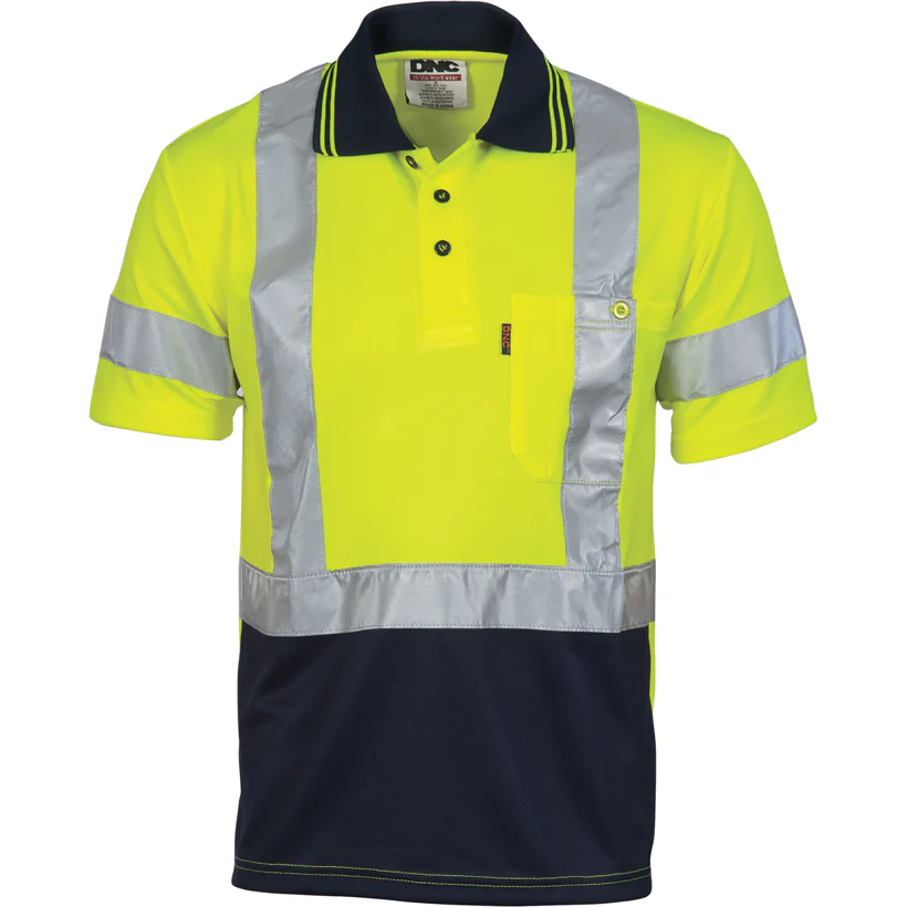 DNC Hi vis D/N Cool Breathe Polo Shirt With Cross Back R/Tape Short Sleeve (3912)
