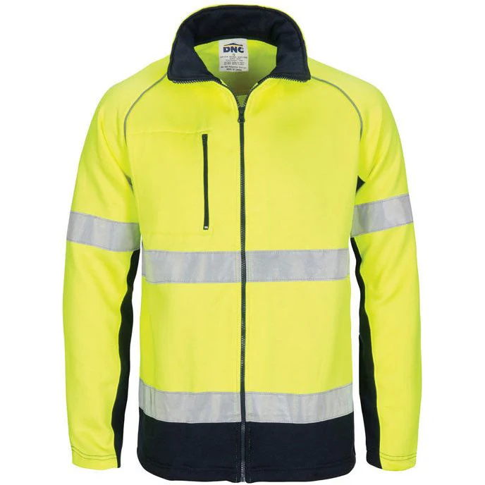 DNC Hi Vis Full Zip Fleecy Sweat Shirt CSR Reflective Tape (3726) - Image 2