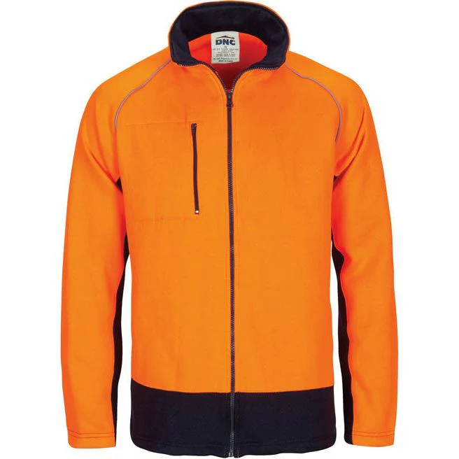 DNC Hi Vis Full Zip Fleecy Sweat Shirt With Two Side Zipped Pockets (3725) - Image 2
