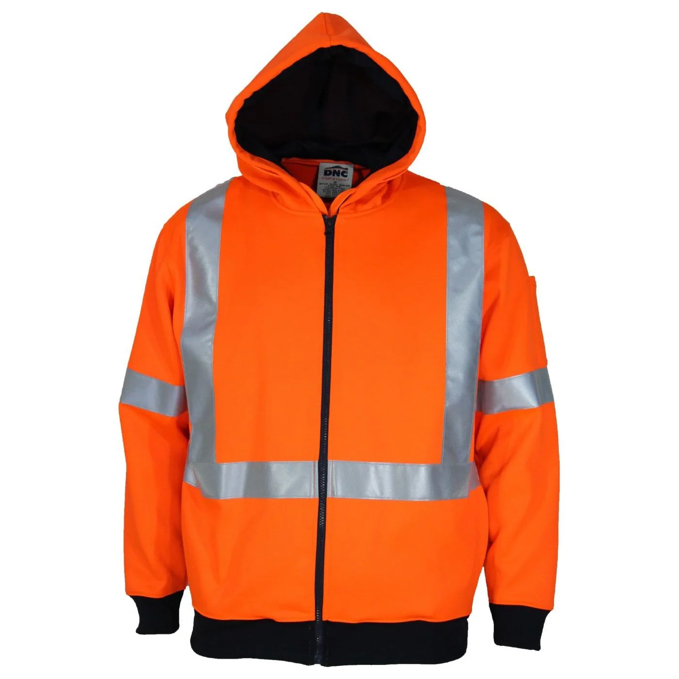DNC Hi-Vis Full Zip “X” Back Fleecy Hoodie (3935)
