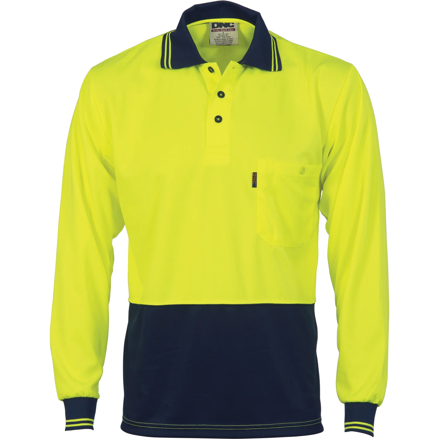 DNC Hi Vis Two Tone Cool Breathe Polo Shirt - Long Sleeve (3813) - Image 3