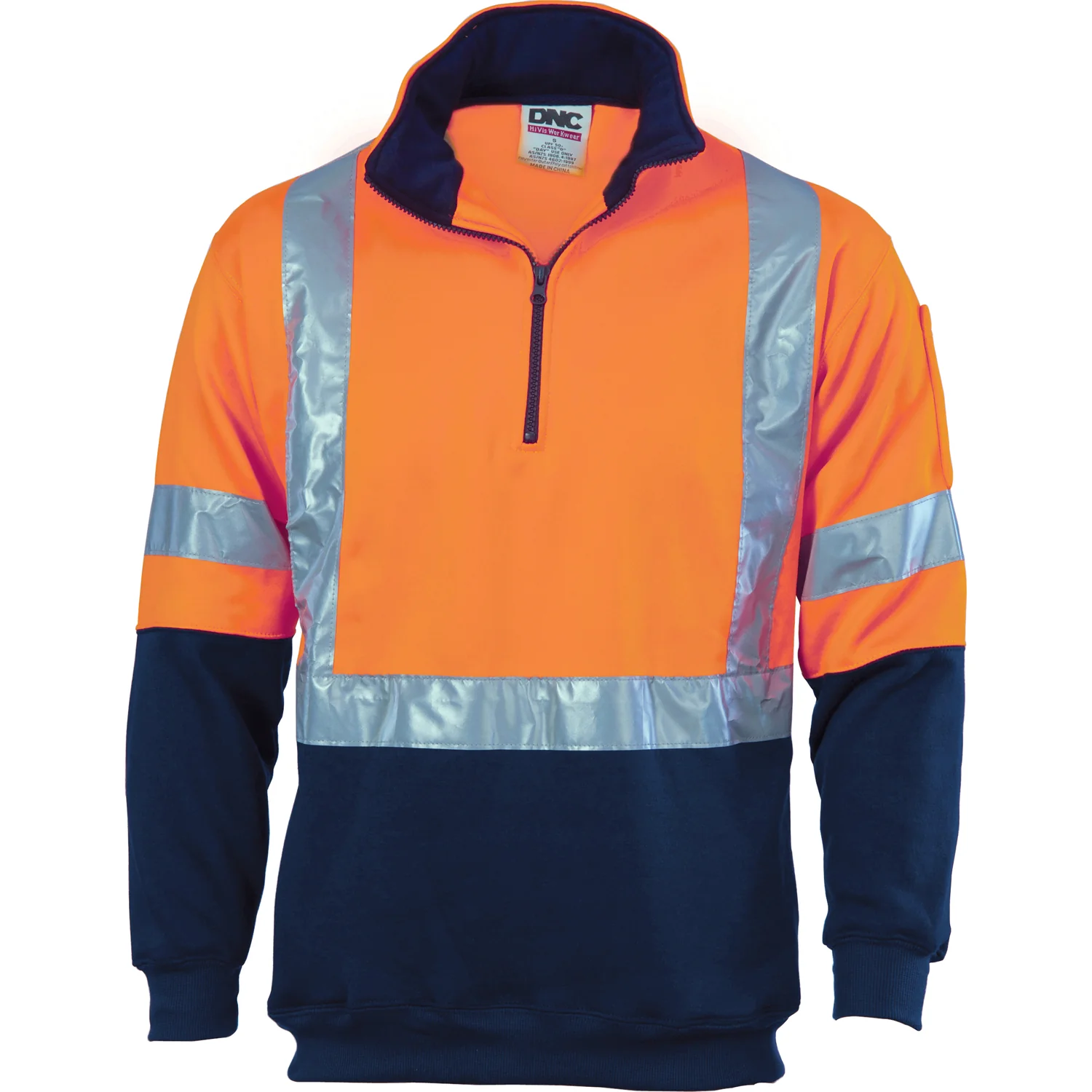 DNC HiVis 1/2 Zip Fleecy with ‘X’ Back & additional Tape on Tail (3930)