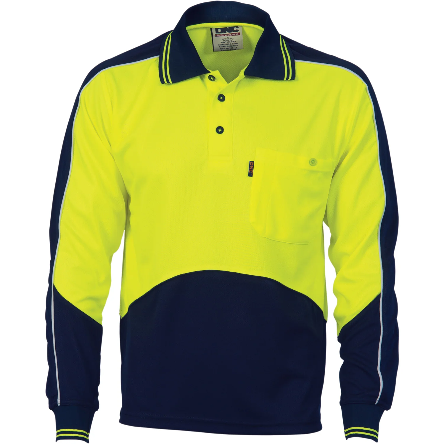 DNC HiVis Cool Breathe Panel Polo Shirt - Long Sleeve (3892) - Image 2