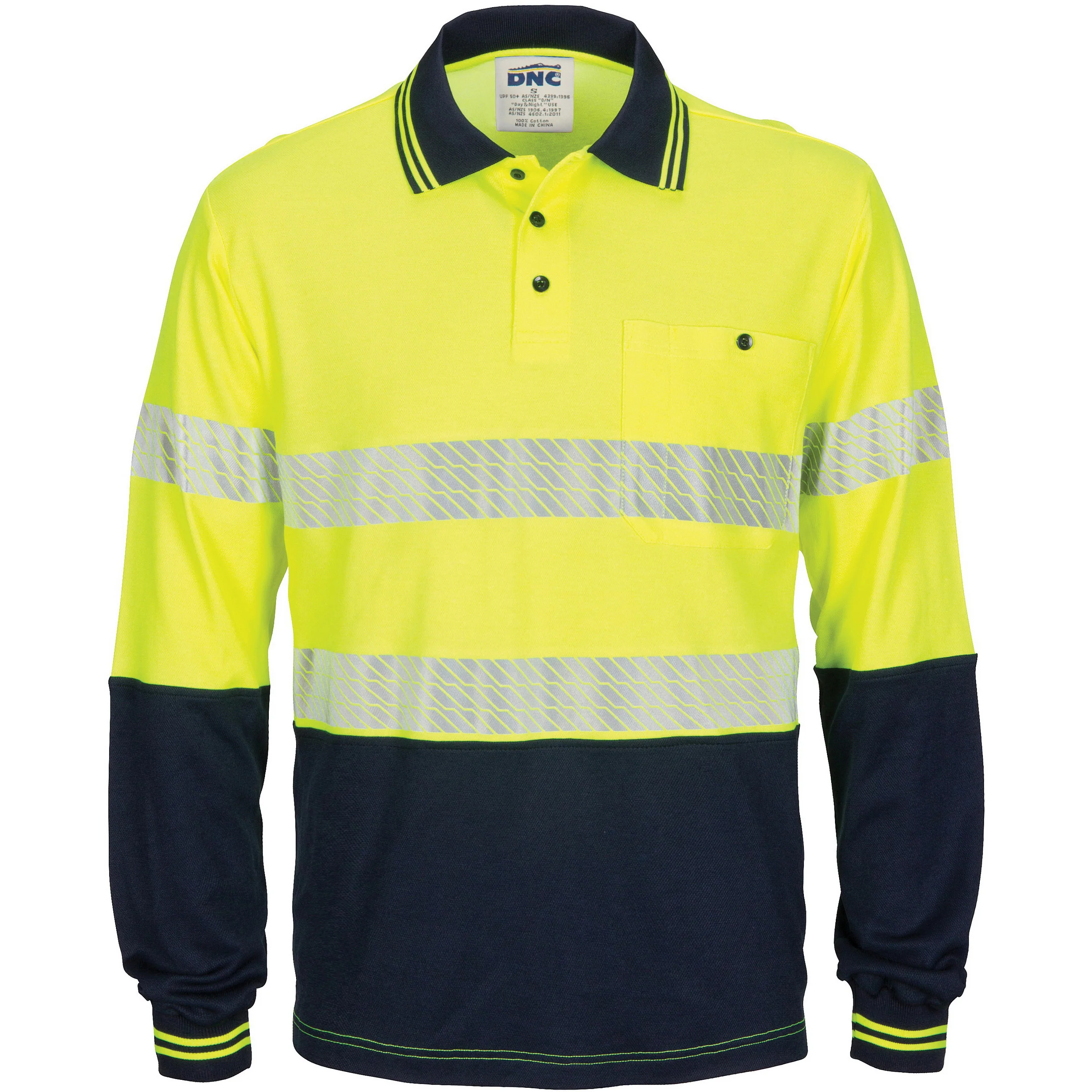DNC Hi Vis Segment Taped Cotton Backed Polo - Long Sleeve (3518)