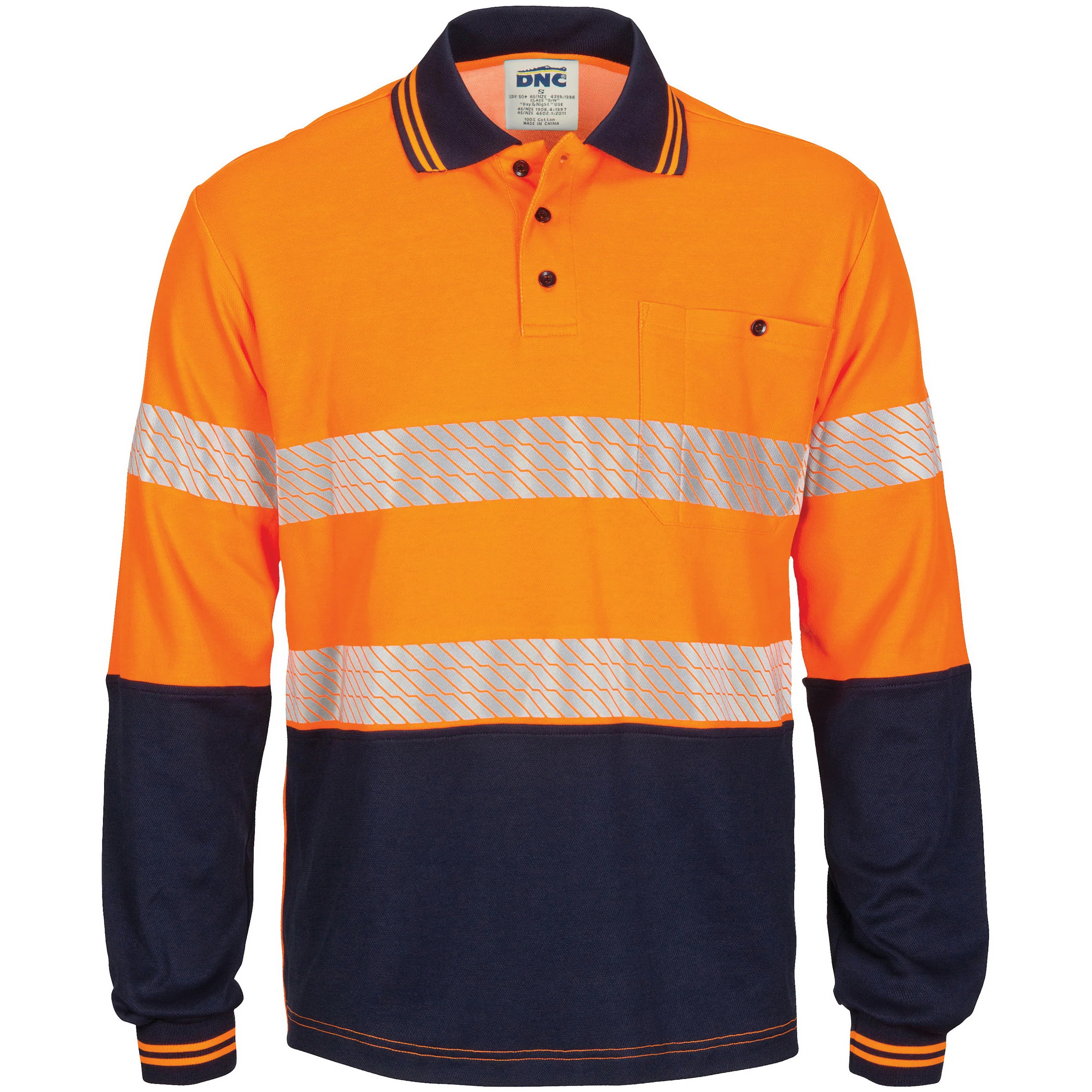 DNC Hi Vis Segment Taped Cotton Backed Polo - Long Sleeve (3518) - Image 2