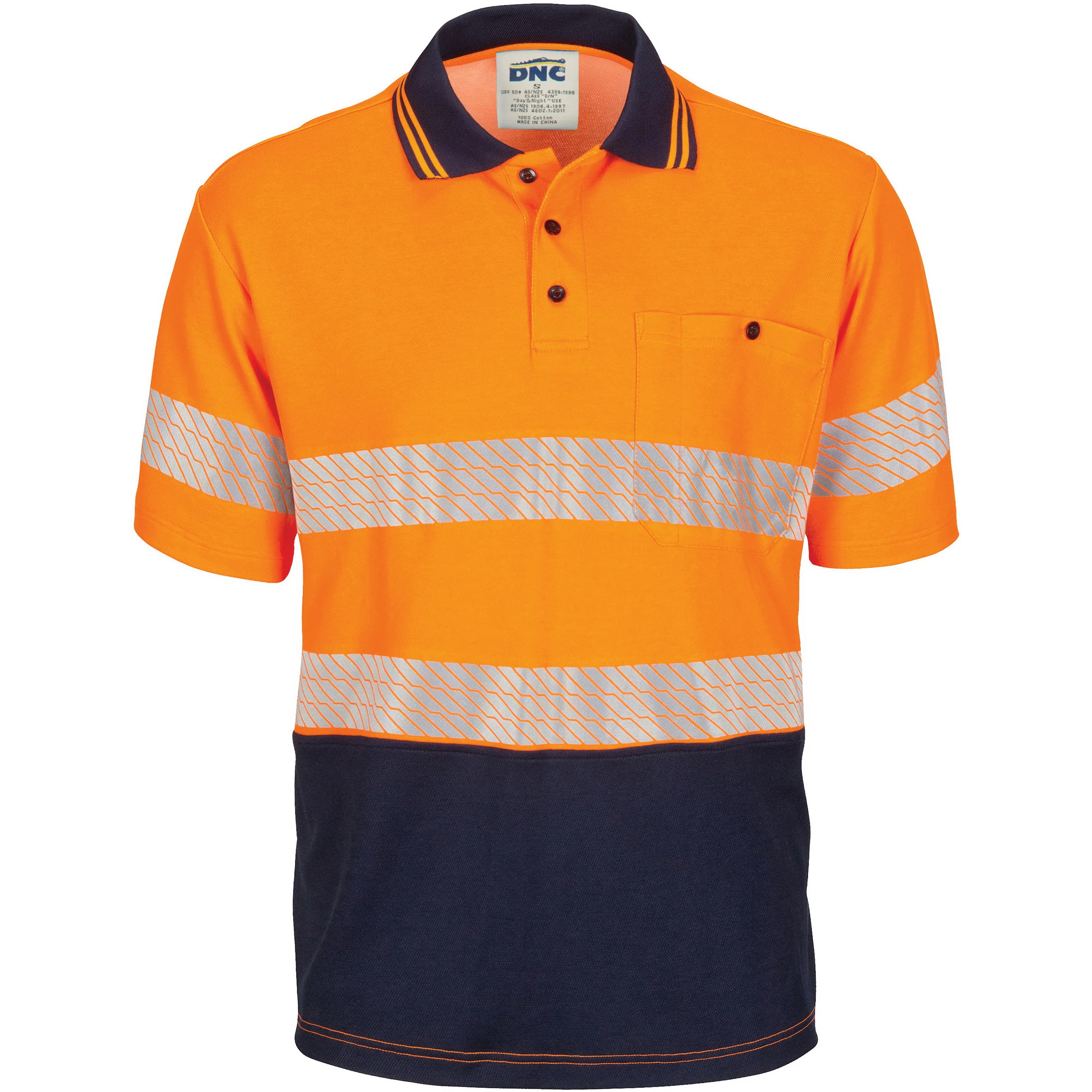 DNC Hi Vis Segment Taped Cotton Backed Polo - Short Sleeve (3517) - Image 2