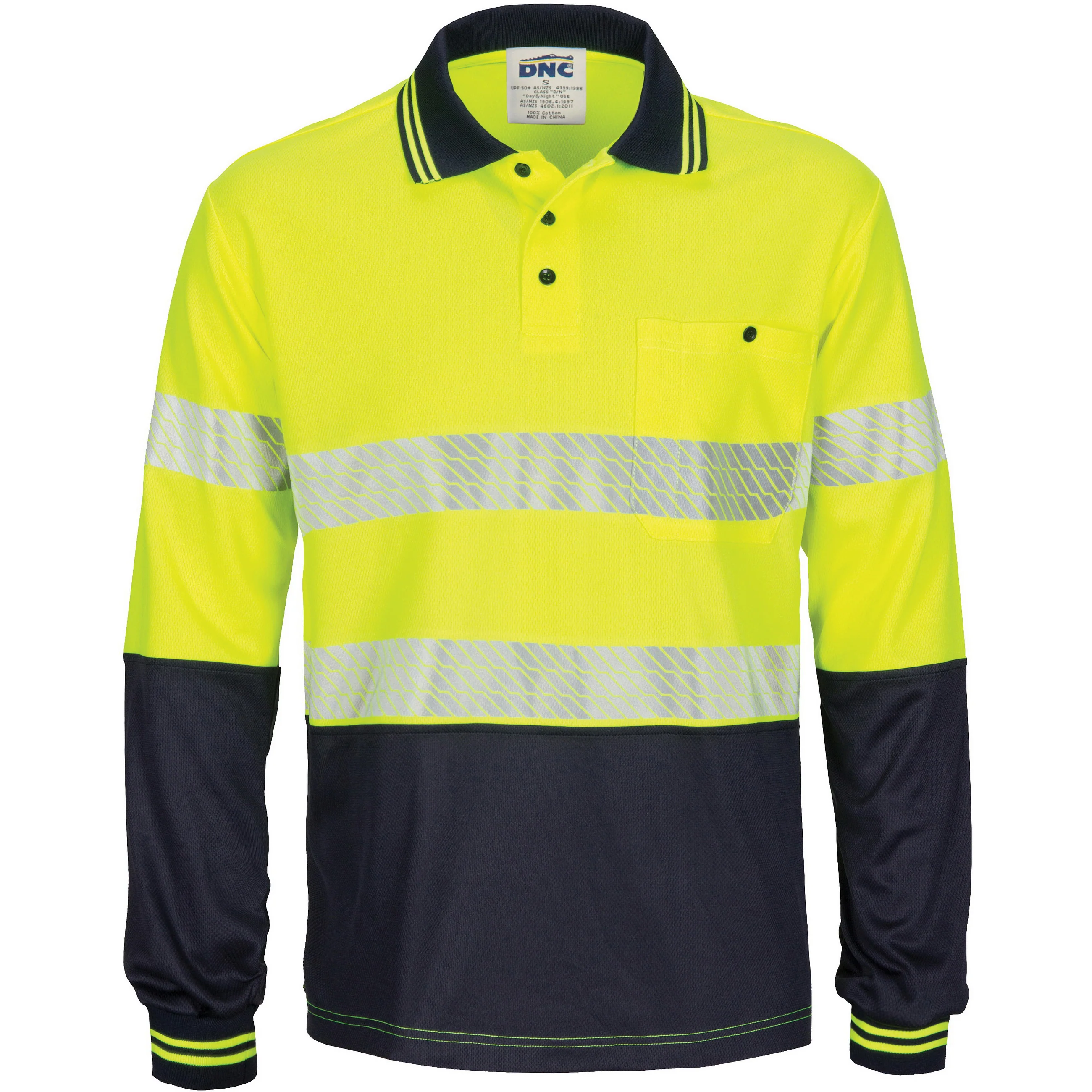 DNC Hi Vis Segment Taped Mircomesh Polo - Long Sleeve (3513)