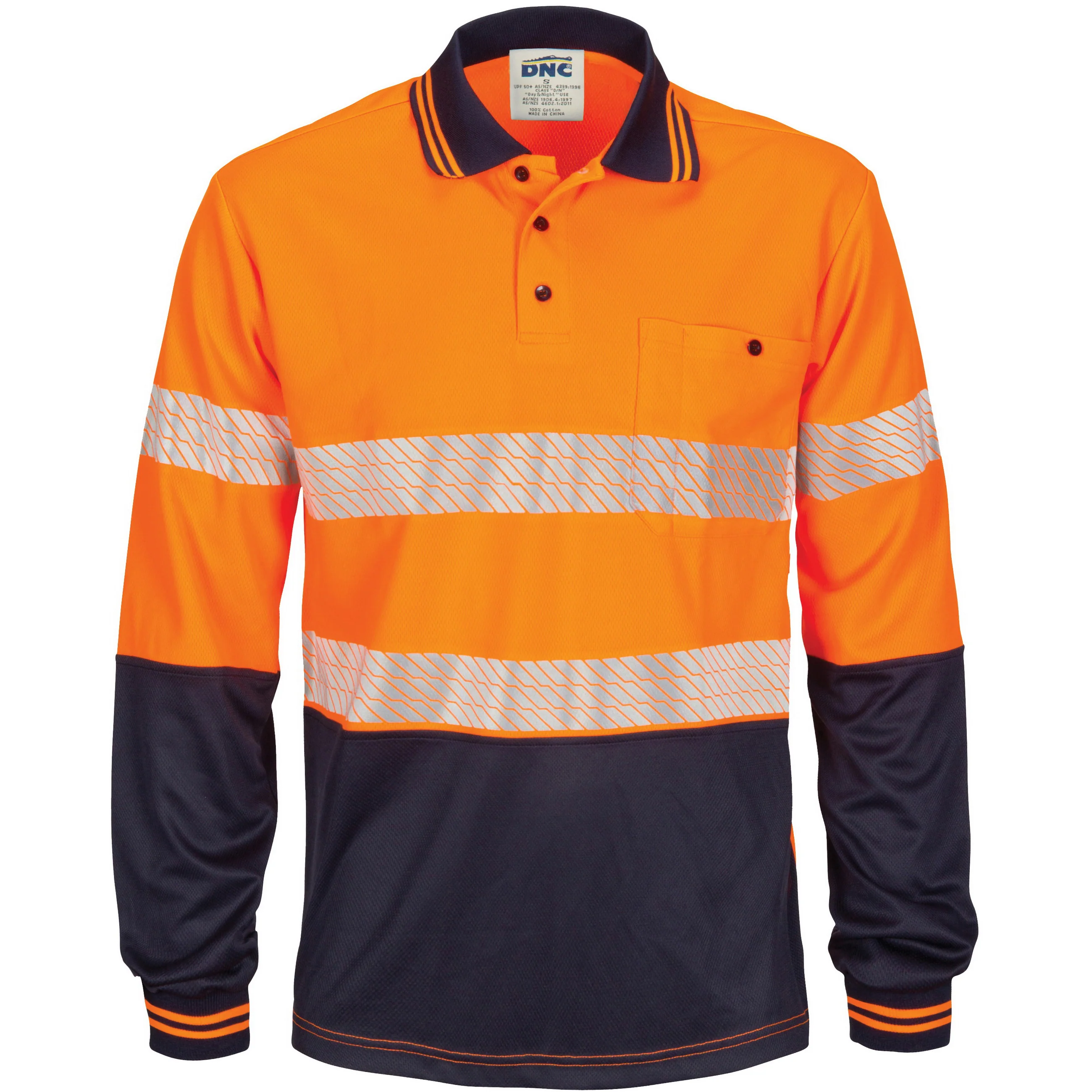 DNC Hi Vis Segment Taped Mircomesh Polo - Long Sleeve (3513) - Image 2