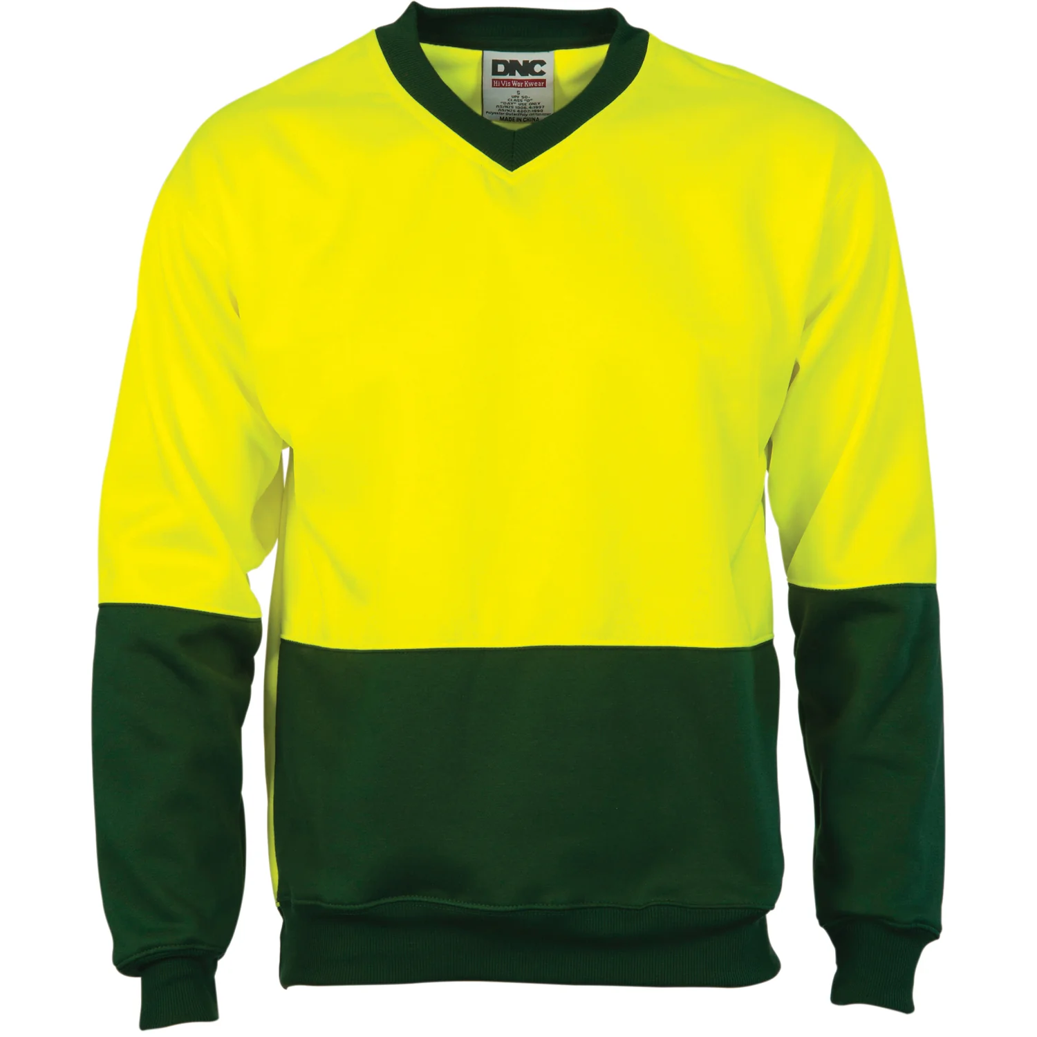 DNC HiVis Two Tone Fleecy Sweat Shirt (Sloppy Joe) V-Neck (3822) - Image 2
