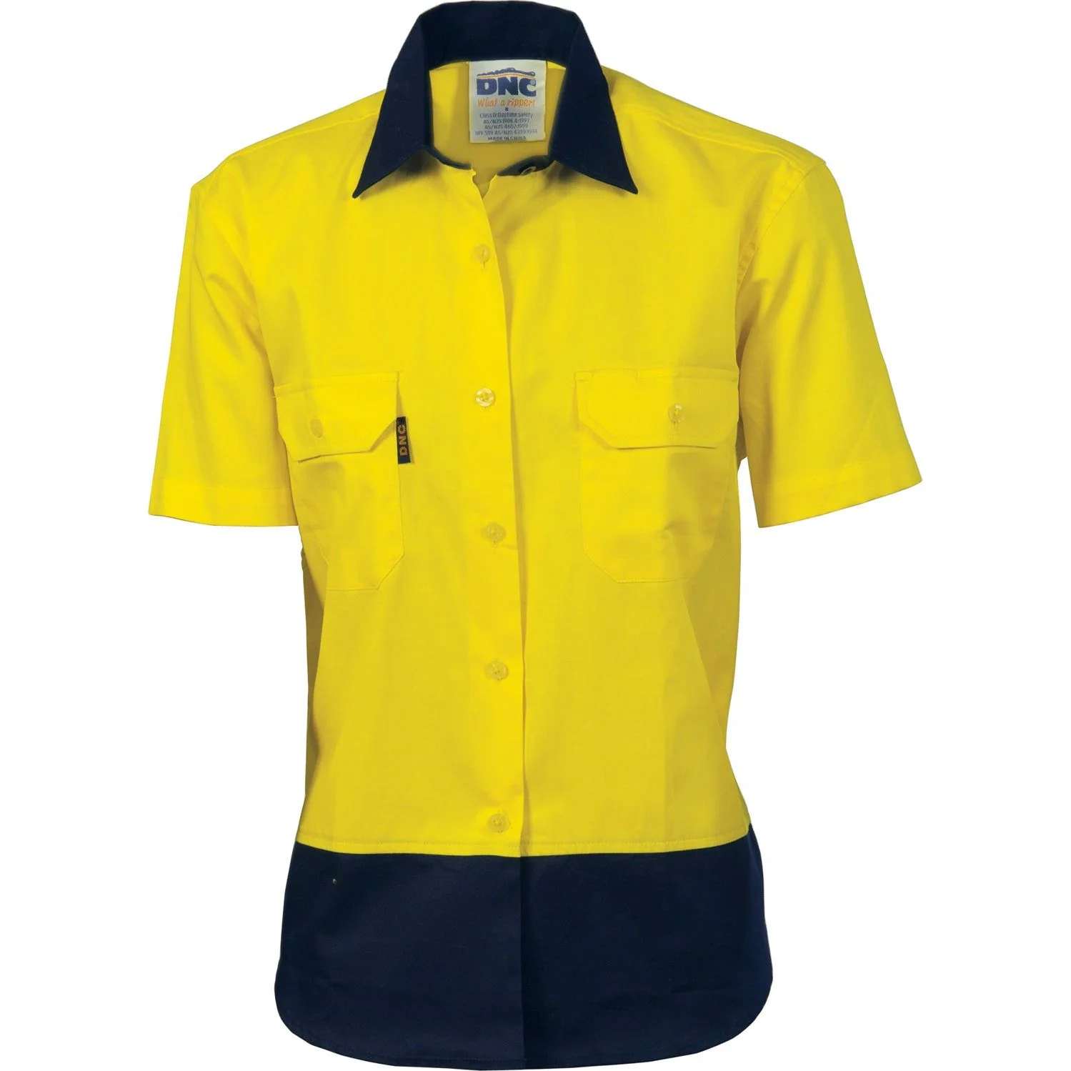 DNC Ladies HiVis 2 Tone Cool-Breeze Cotton Shirt - Short Sleeve (3939)