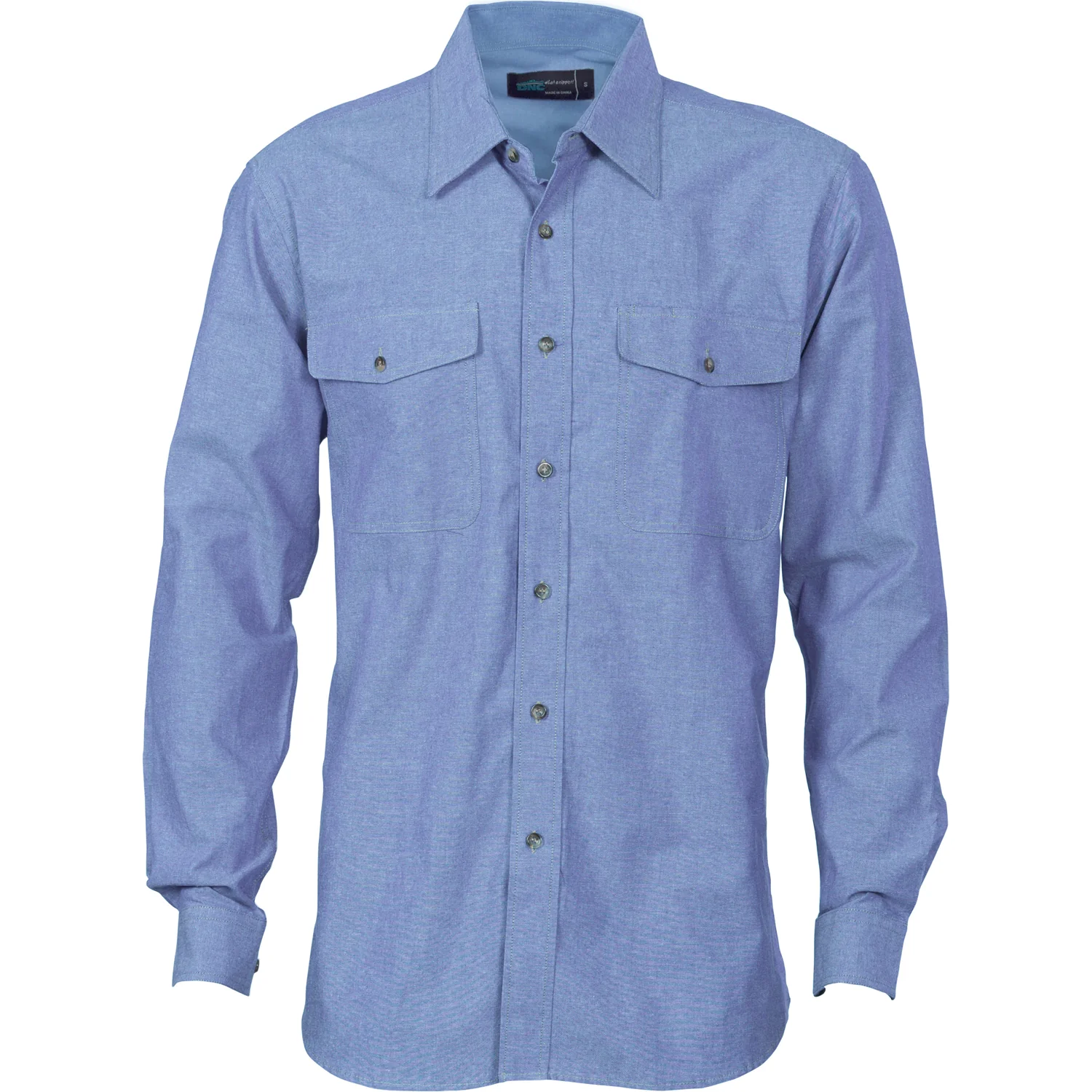 DNC Mens Twin Flap Pocket Cotton Chambray - Long Sleeve (4104)