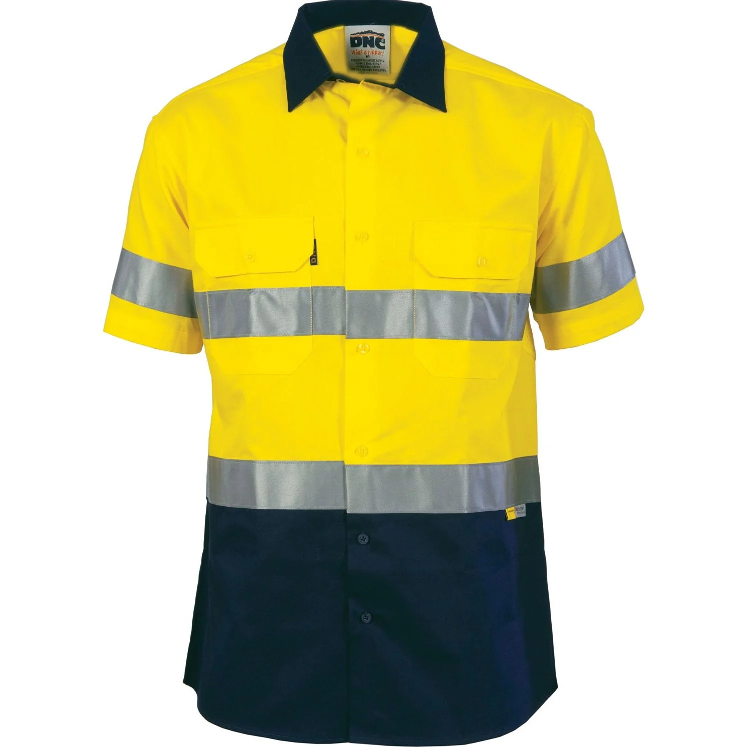 DNC Two Tone Drill Shirt with 3M 8906 R/Tape - Short Sleeve (3833)