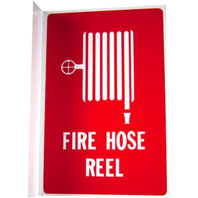 Fire Hose Reel Angled Location Sign (Small) 155mm x 235mm - Pack of 10 (FHRSALS)