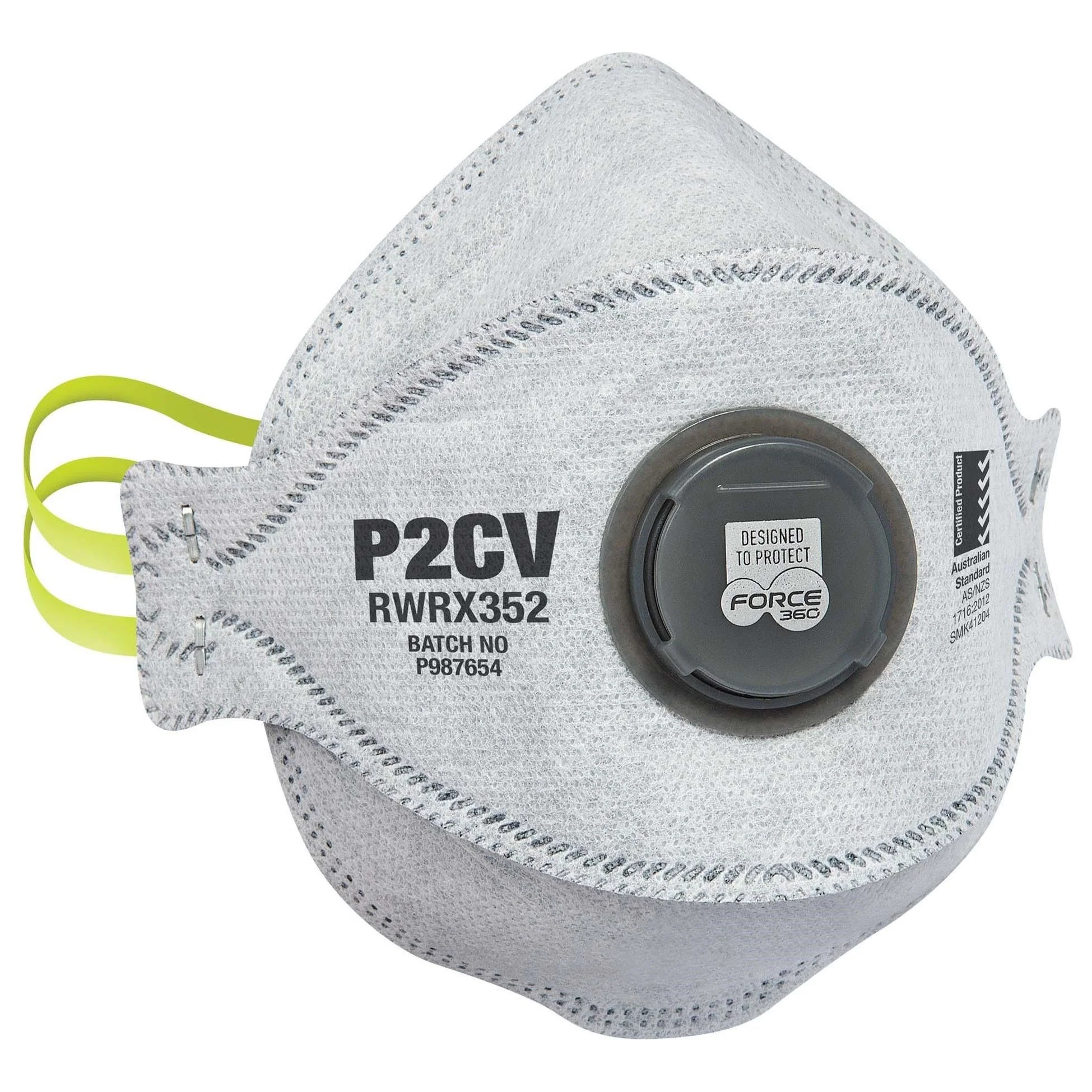 Force 360 P2V Flat Fold Carbon Valved Disposable Respirator (Carton of 20 Boxes - 10Pcs/Box) (RWRX352)