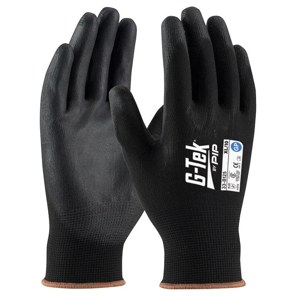 G-Tek 13G Black Nylon GP Palm Dip Glove - Carton of 120 (33-B125)