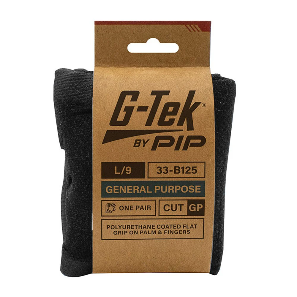 G-Tek 13G Black Nylon GP Palm Dip Glove - Carton of 120 (33-B125) - Image 2