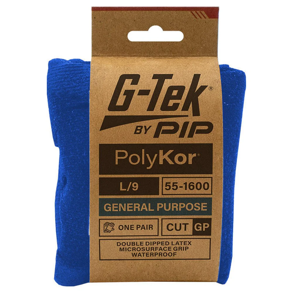 G-Tek Blue Poly GP Double Dip Latex Glove - Carton of 120 (55-1600) - Image 2