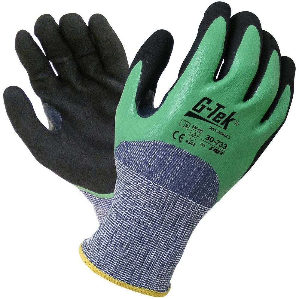 G-Tek Wet Work 3 Nitrile Coat PVC 3/4 Dipped Gloves - Carton of 36 (30-733)