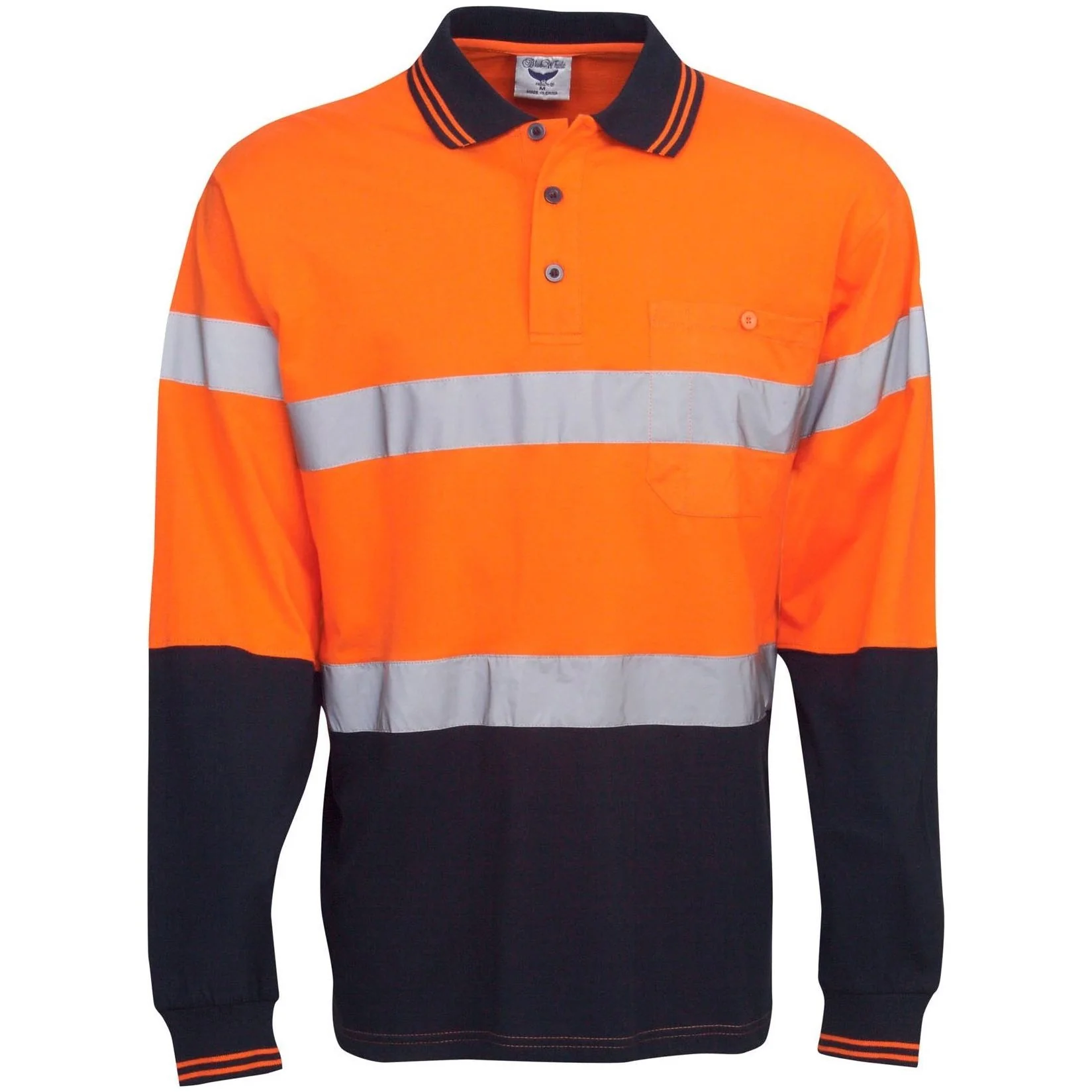 Hi Vis 100% Cotton Polo with Reflective Tape Long Sleeve (P95)