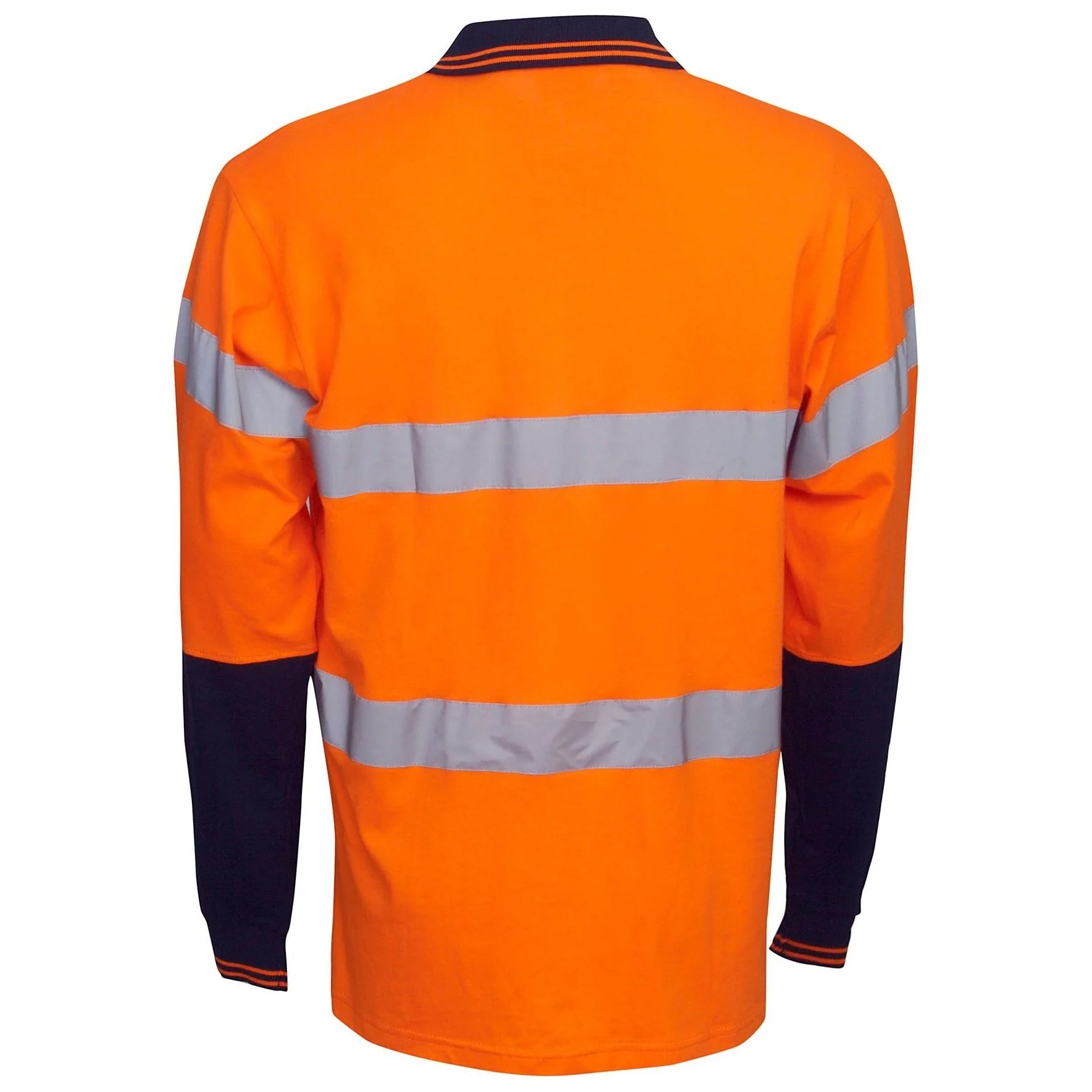Hi Vis 100% Cotton Polo with Reflective Tape Long Sleeve (P95) - Image 2