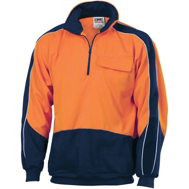 DNC Hi Vis 2 Tone 1/2 Zip Hi-Neck Panel Fleecy Windcheater (3823)