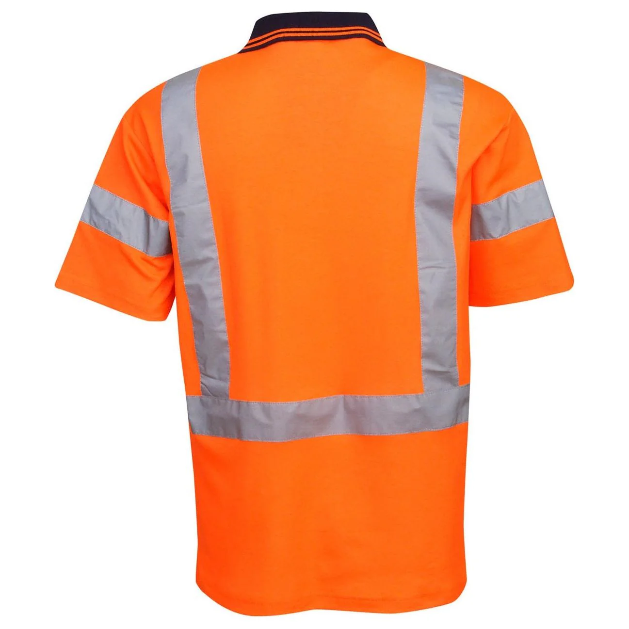 Hi Vis Cotton Back Polo with Reflective Tape Short Sleeve (P75) - Image 2