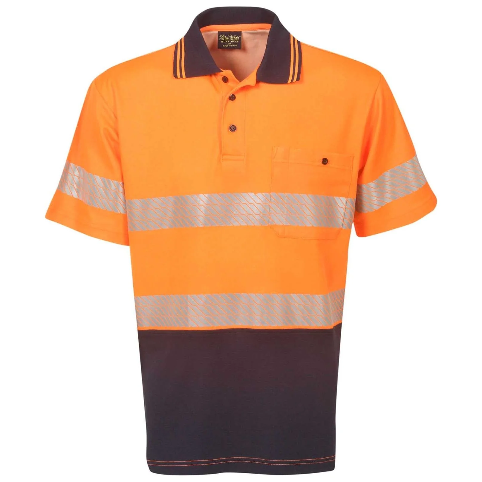 Hi Vis Cotton Back Polo with Segment Taped Short Sleeve (P77)